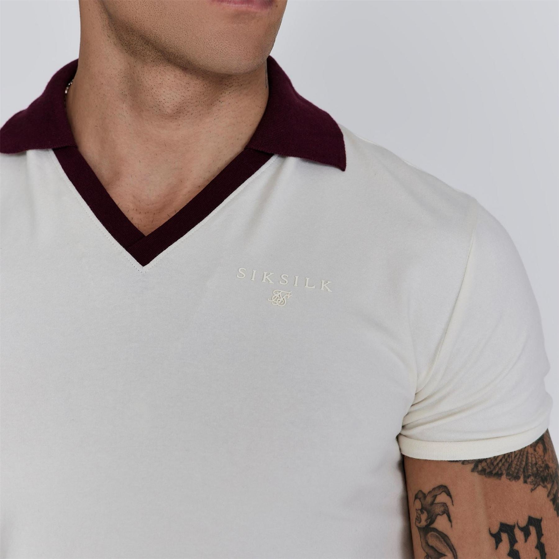 SikSilk Contrast Collared Slim Fit Polo Shirt