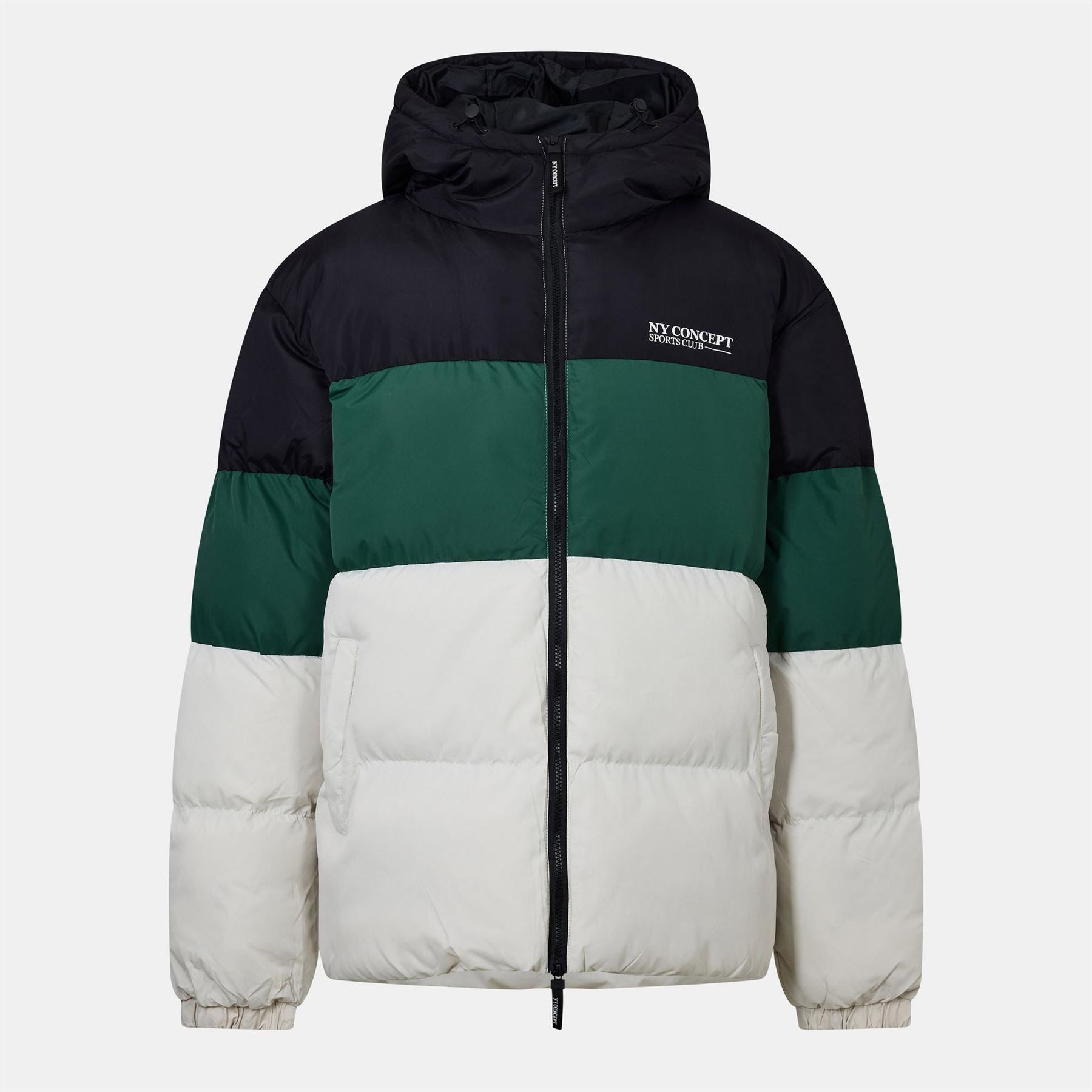 NY Concept Hooded Color Block Patterned Puffer Jacket with Zipped Pocket