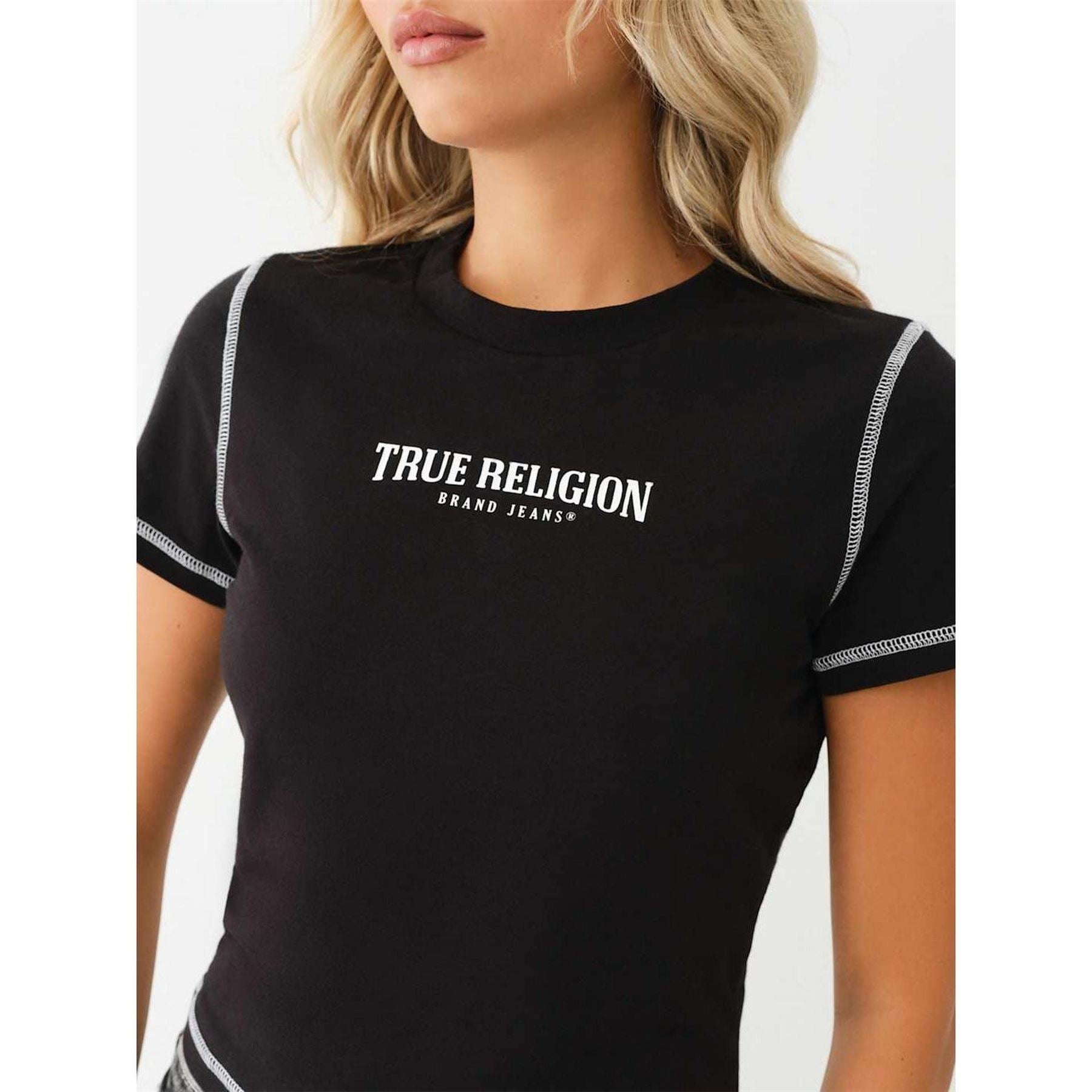 True Religion Cropped Crew Neck Regular Fit T-Shirt