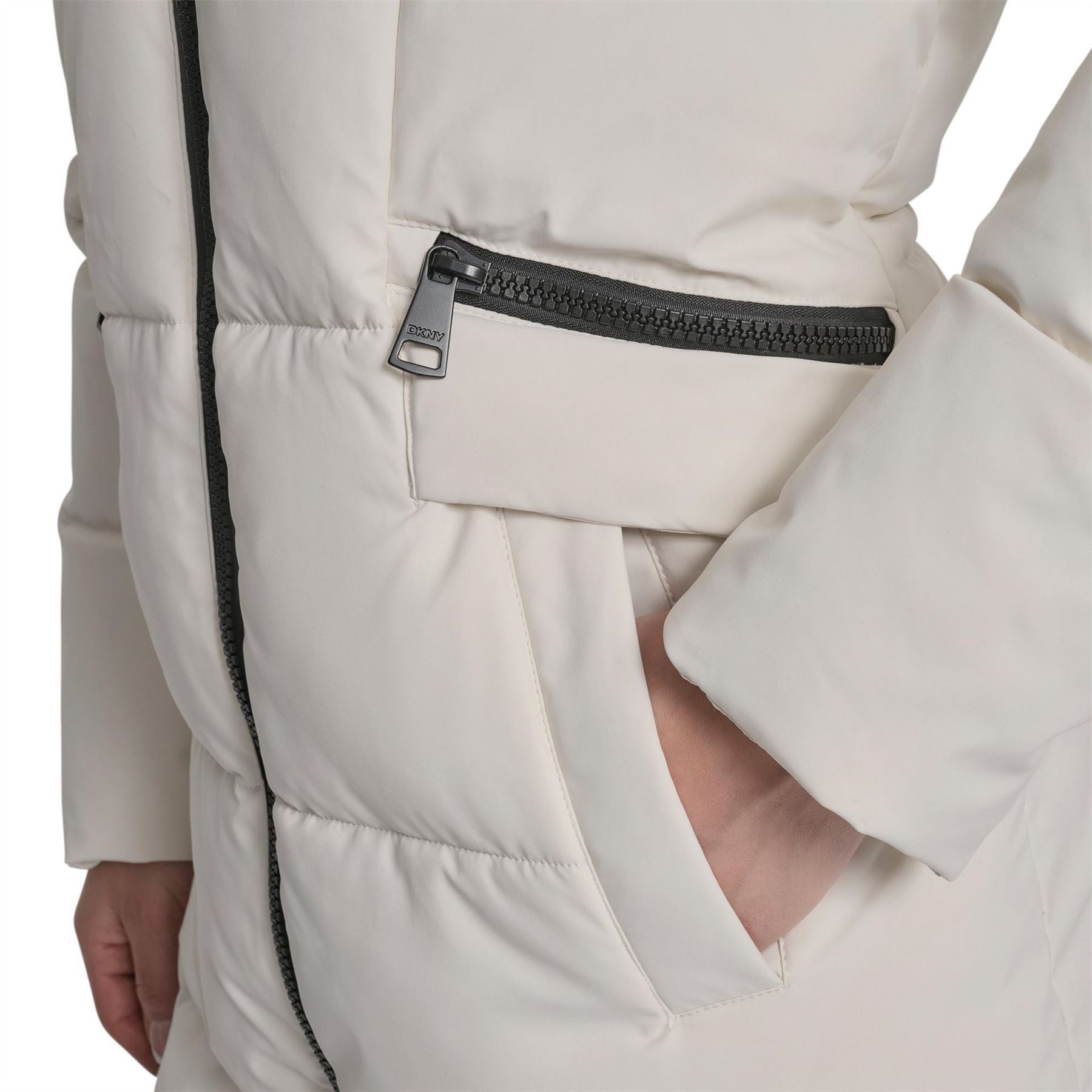 DKNY Medium Fur Hood Puffer Jacket