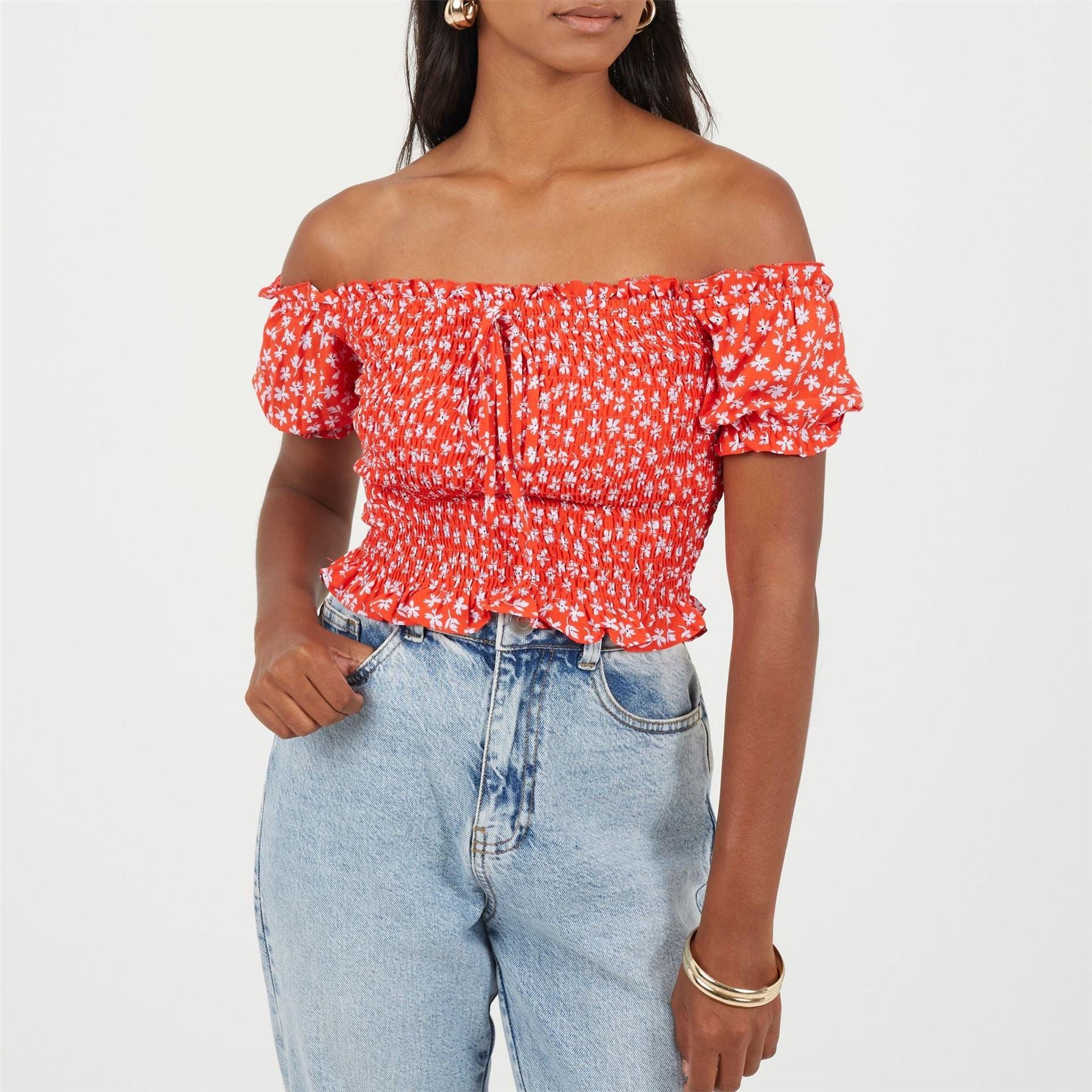Brave Soul Off-the-Shoulder Puff Sleeve Peasant Blouse