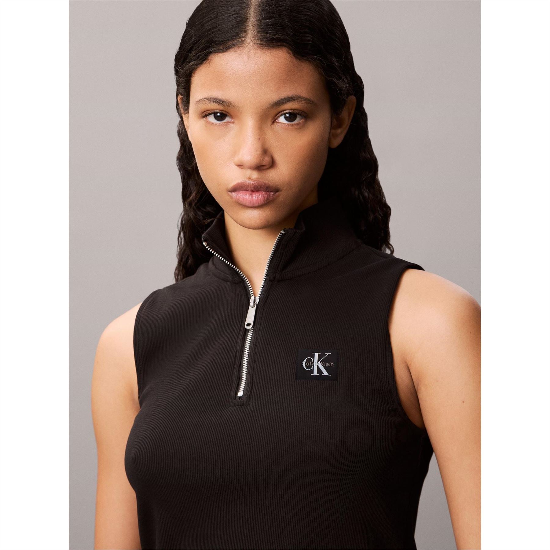 Calvin Klein Jeans Zip Neck Sleeveless Slim Fit Tank