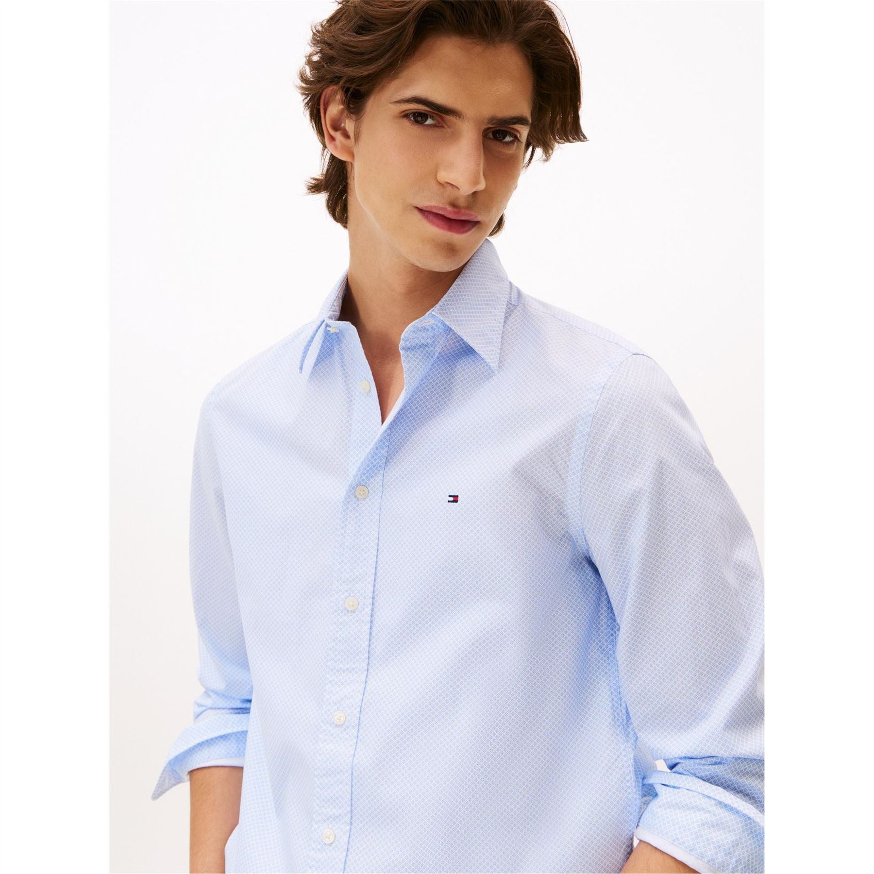 Tommy Hilfiger Embroidered Collared Neck Long Sleeve Shirt