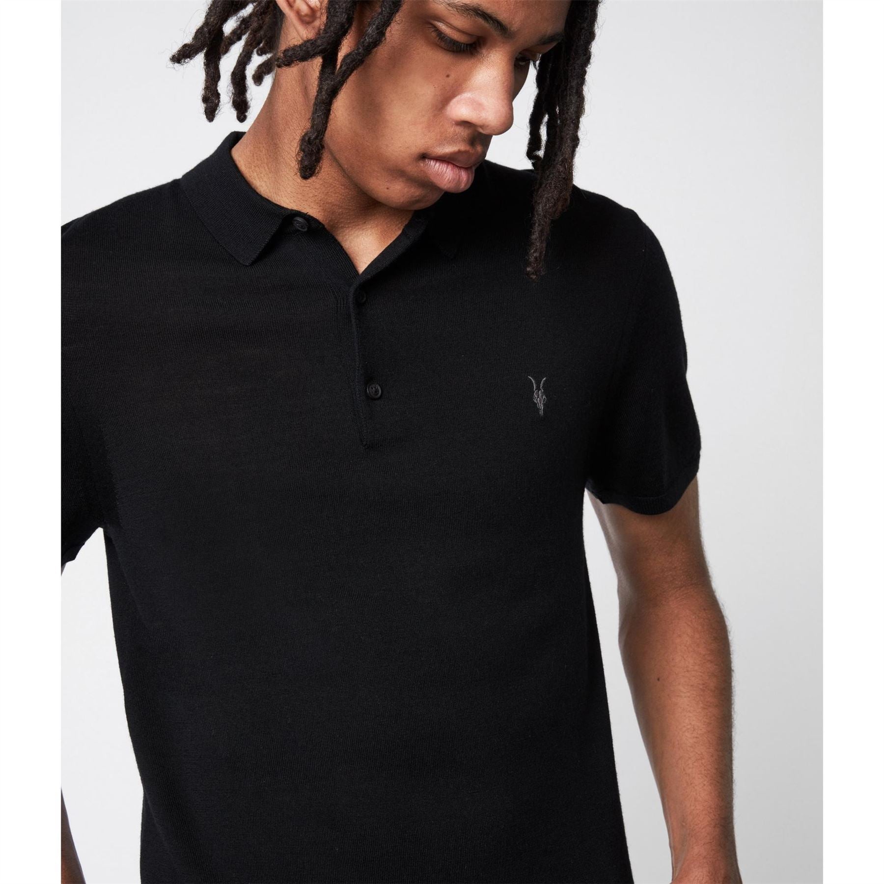 AllSaints Merino Short Sleeve Polo