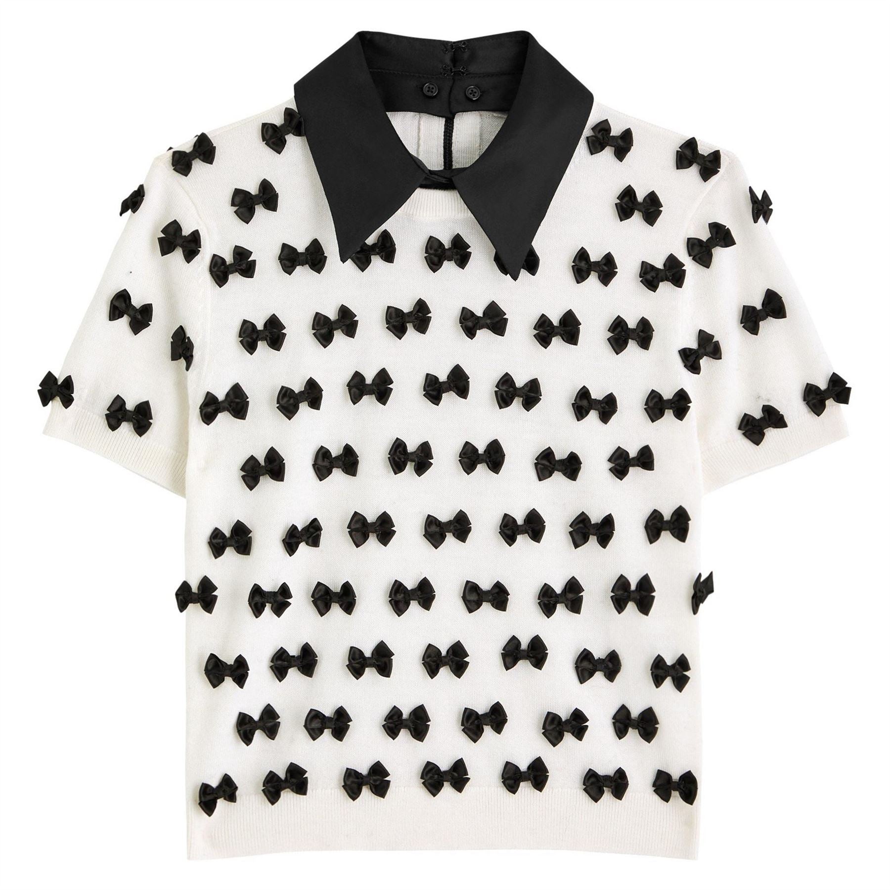 Alice And Olivia Ciara Ss Bow Sweater Top