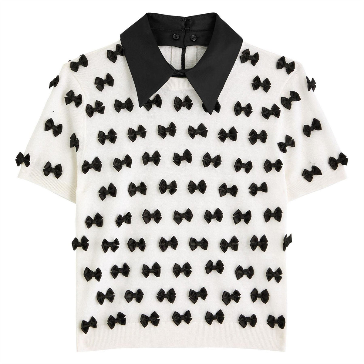 Alice And Olivia Ciara Ss Bow Sweater Top