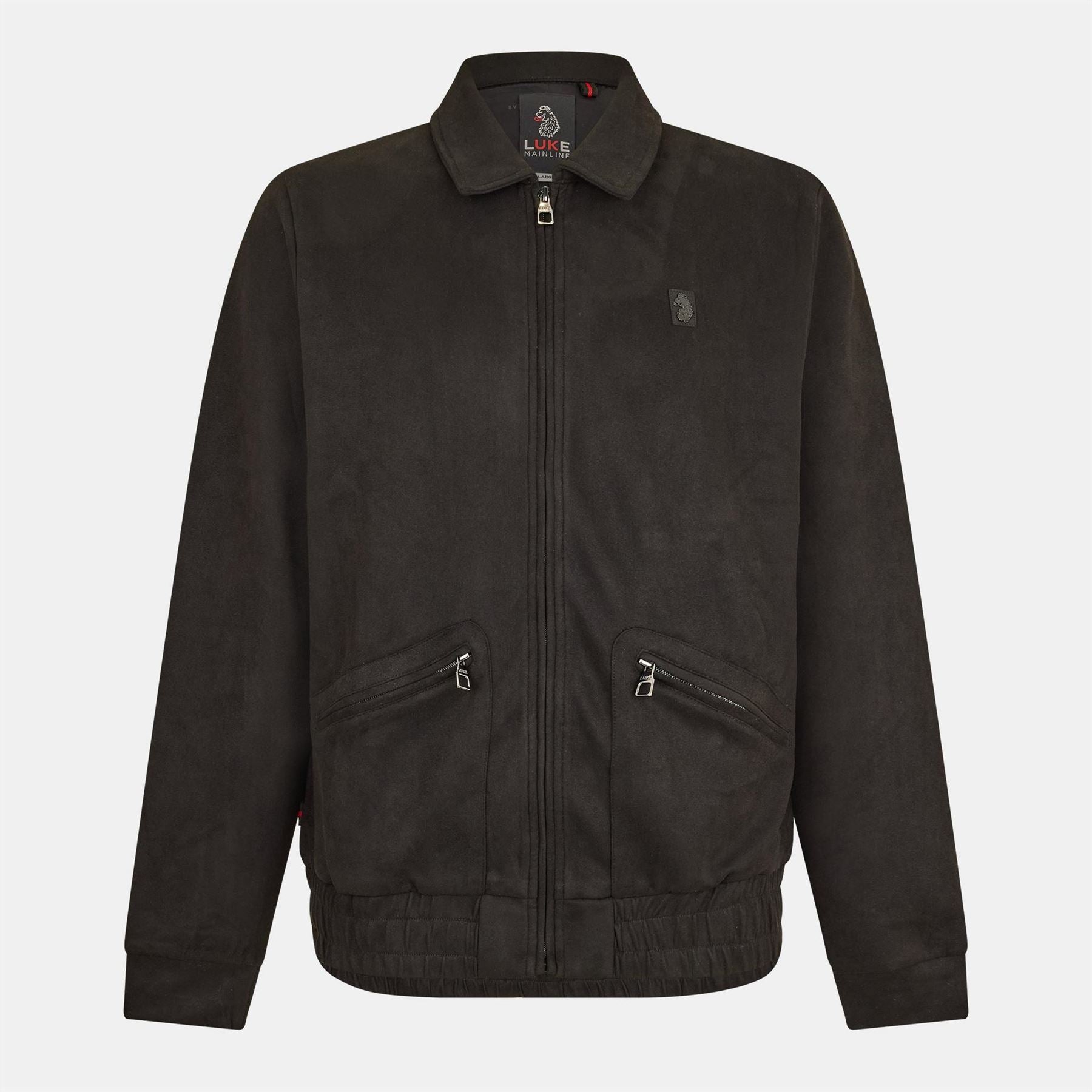 Luke Magnus Solid Patterned Zipped Pocket Ribbed Cuff Bomber Jacket
