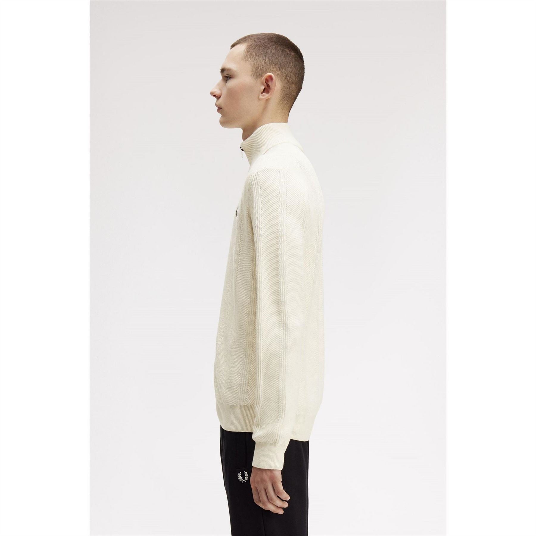 Fred Perry Textured Full Zip Knitted Top