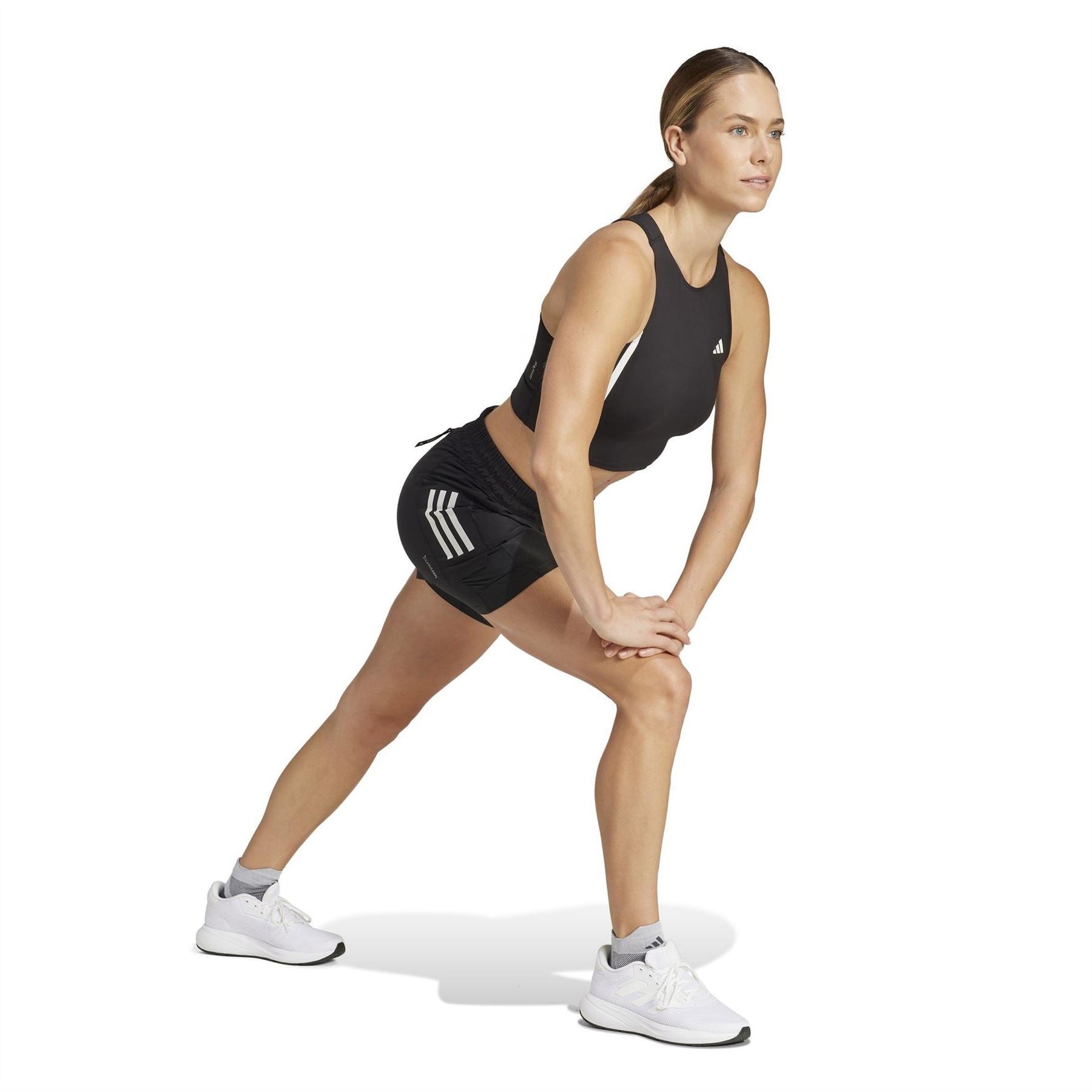 adidas Womens Own The Run 3 Stripes 2 In 1 Shorts