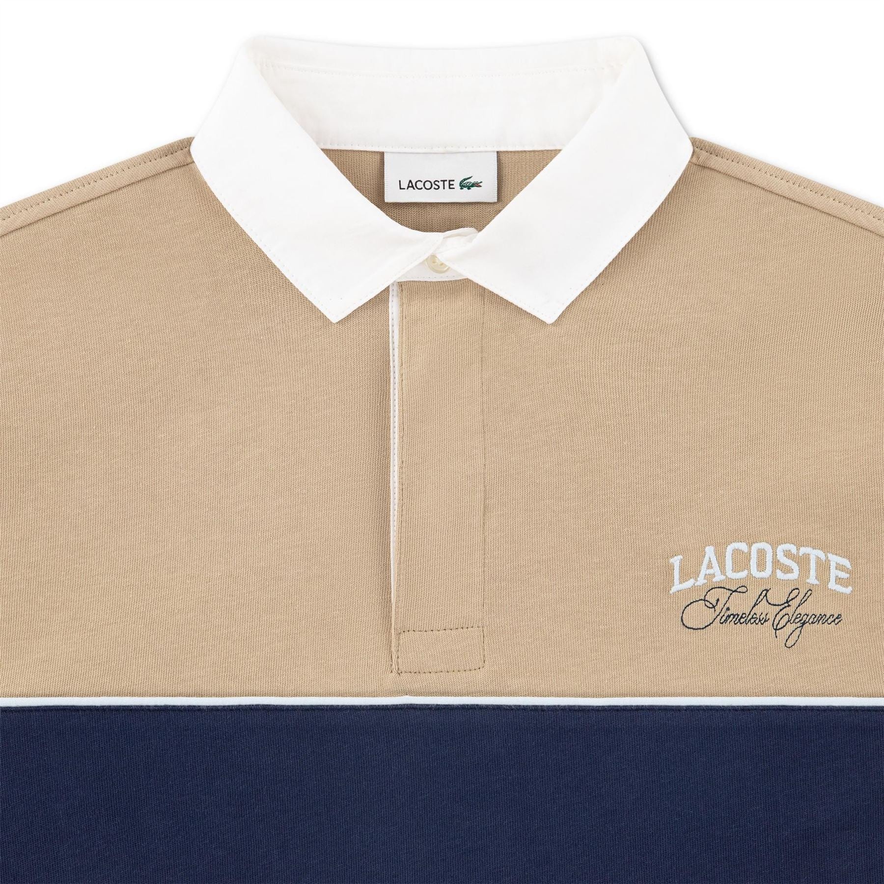 Lacoste Stripe Cotton Long Sleeve Rugby Polo