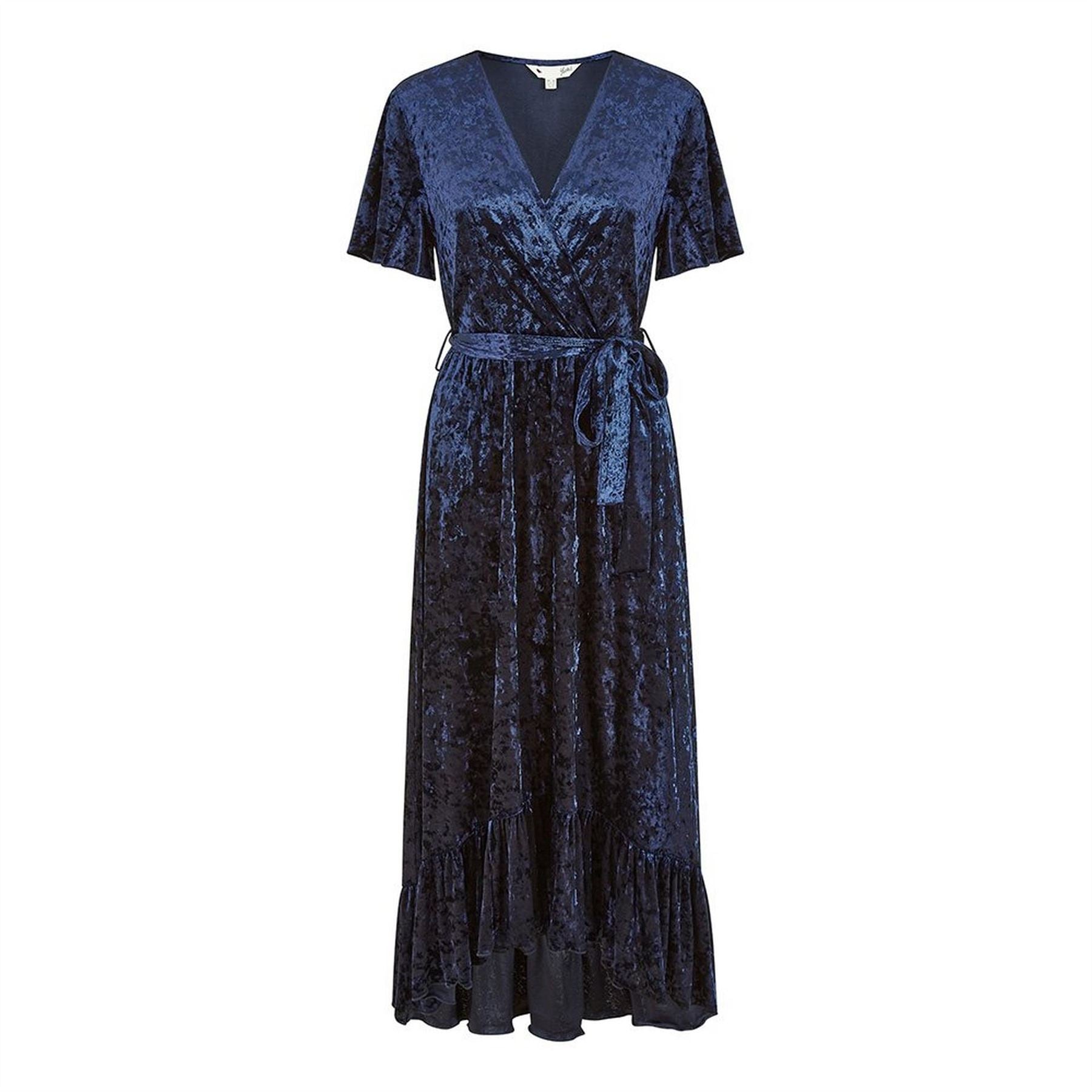 Yumi Velvet Wrap Over Midi Dress