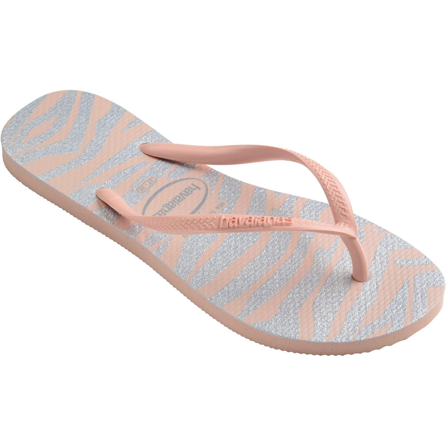 Havaianas Slim Animals Glitter Ballet Rose Flip Flops