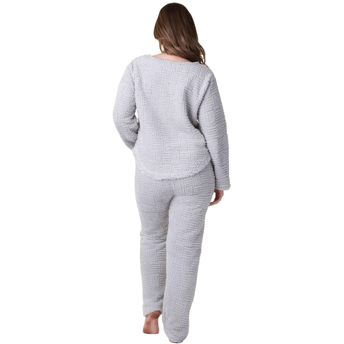 Camille Supersoft Textured Fleece Pyjamas With A Woven Pattern  And  Rope Detailing