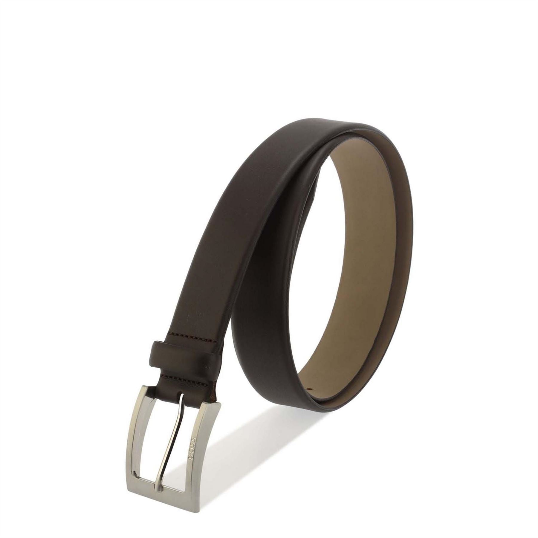 Boss Leather Pin Buckle Belt with Metal Logo
