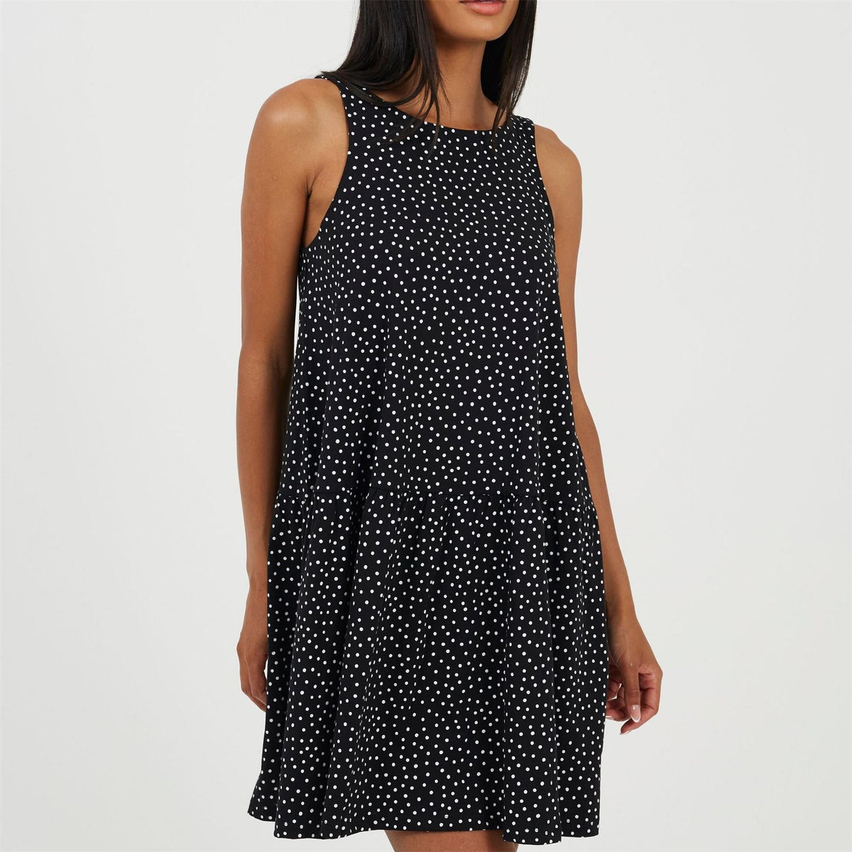 Brave Soul V-Neck Sleeveless Mini Tiered Dress