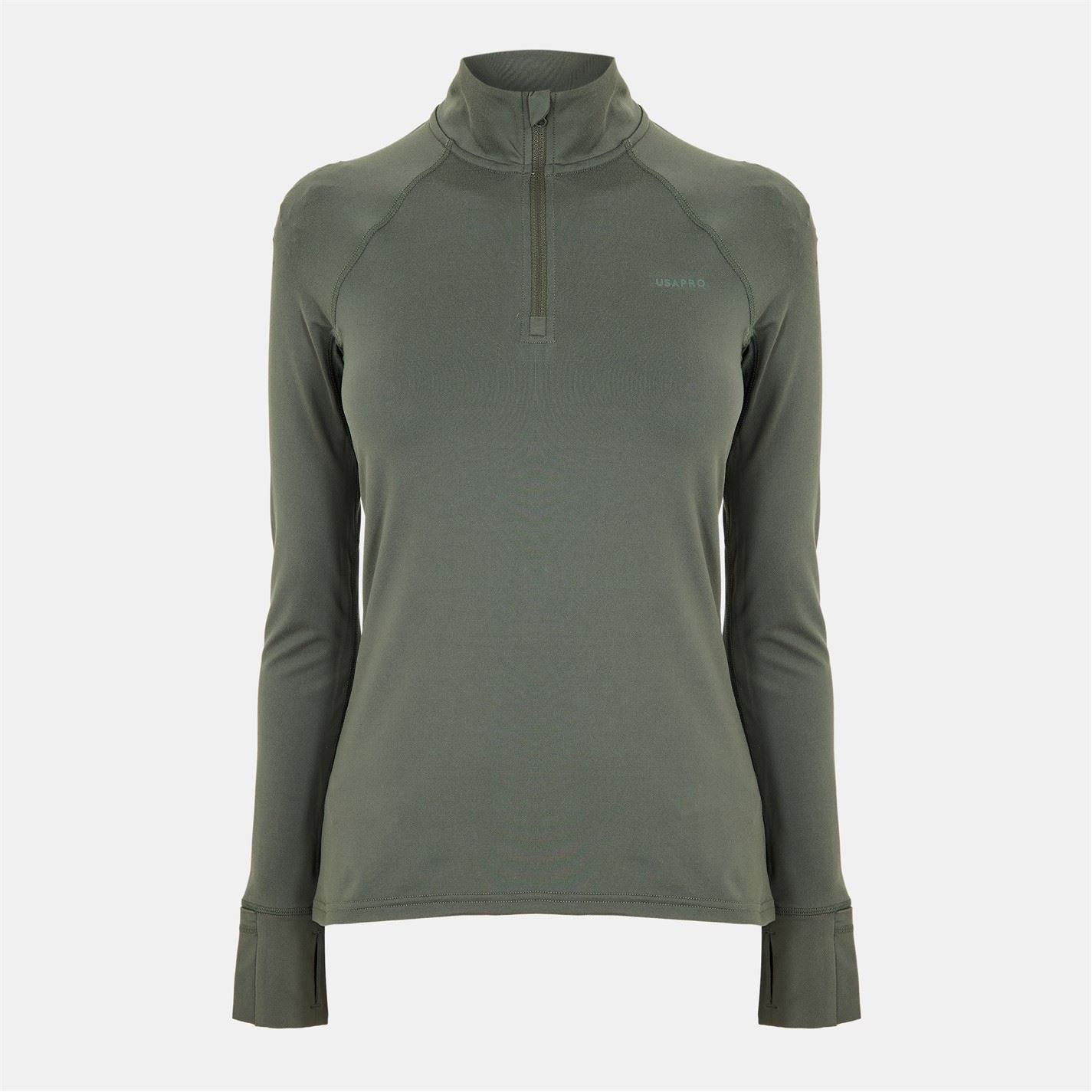 USA Pro Womens Long Sleeve Quarter Zip Top