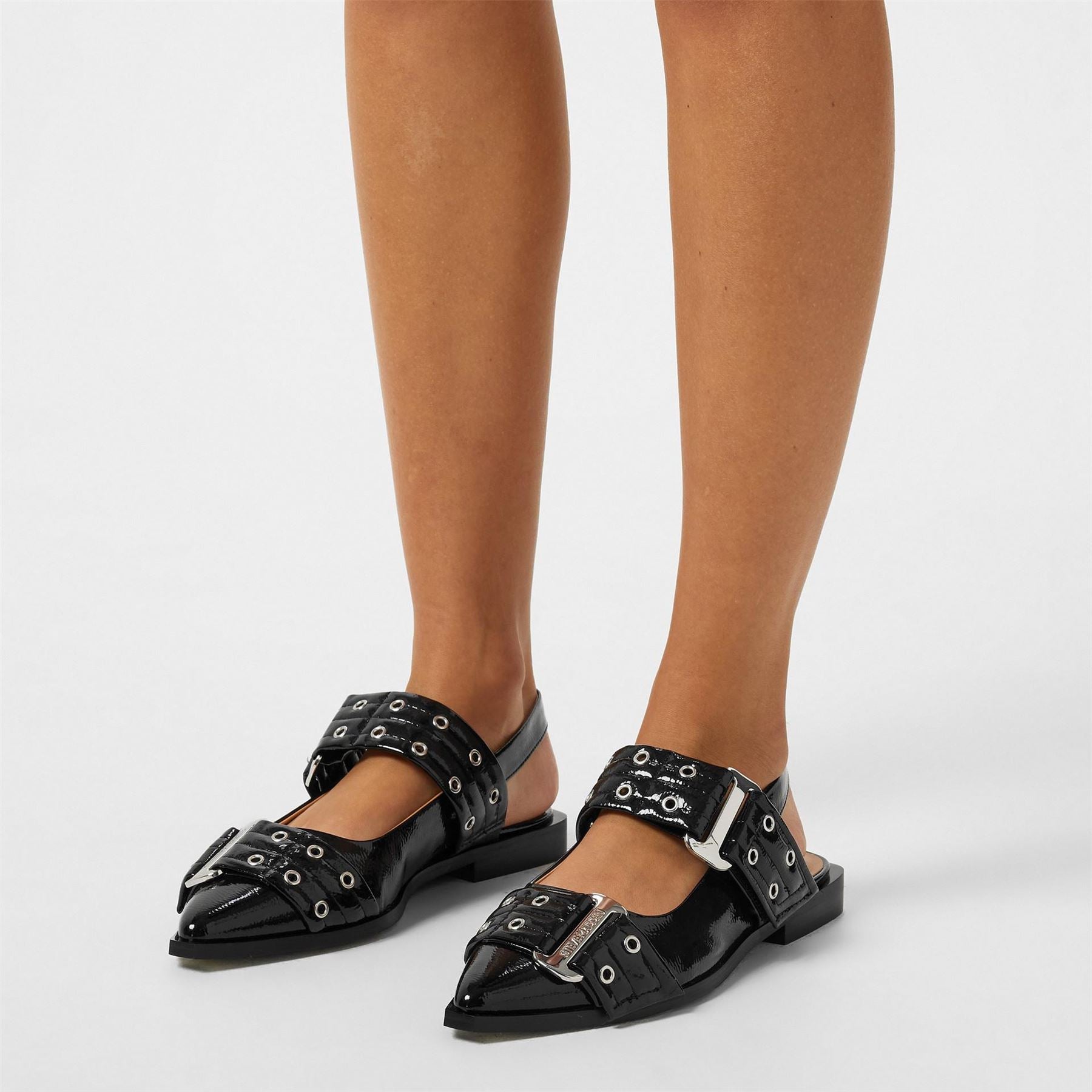 Steve Madden Ave Buckle Block Heel Ballet Pumps