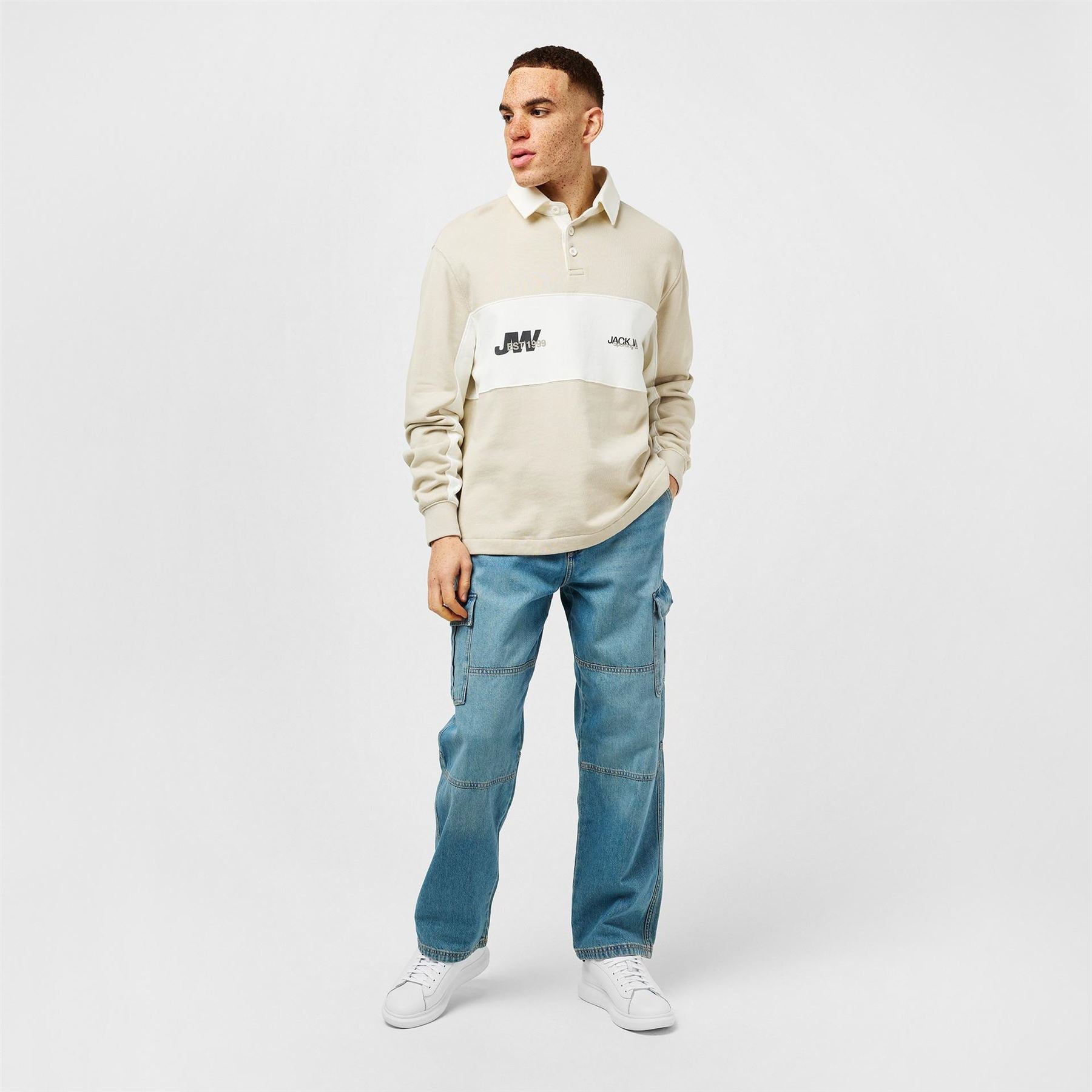 Jack Wills Logo Print Relaxed Fit Rugby Shirt