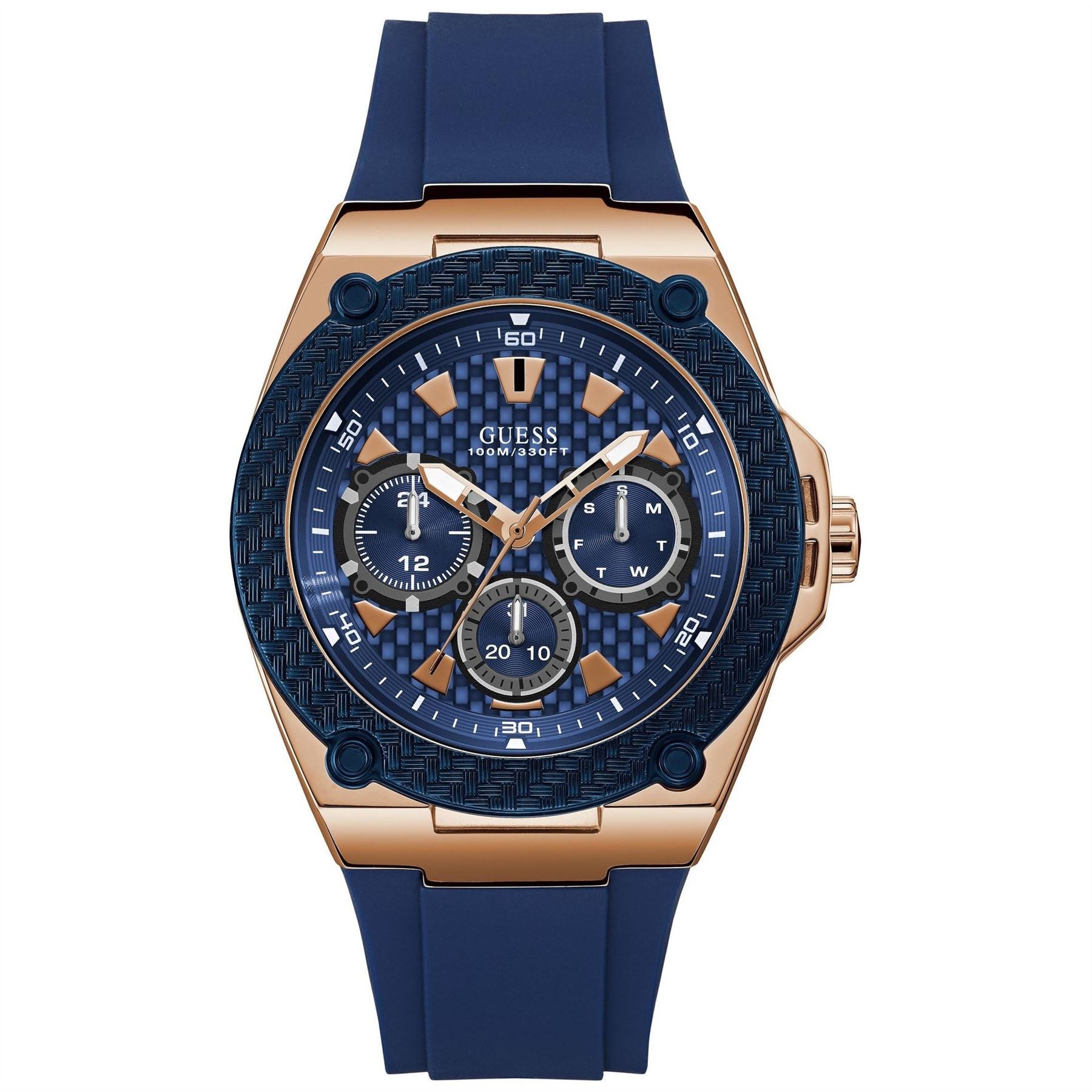 Guess Rose Gold Watch With Blue Strap