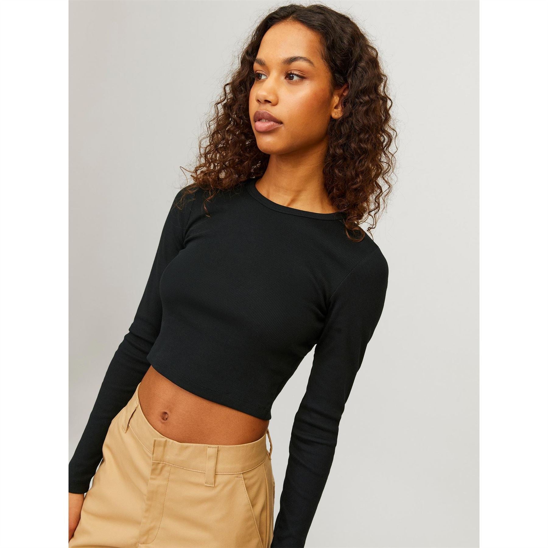 JJXX Feline Slim Fit Cropped Long Sleeve T-Shirt
