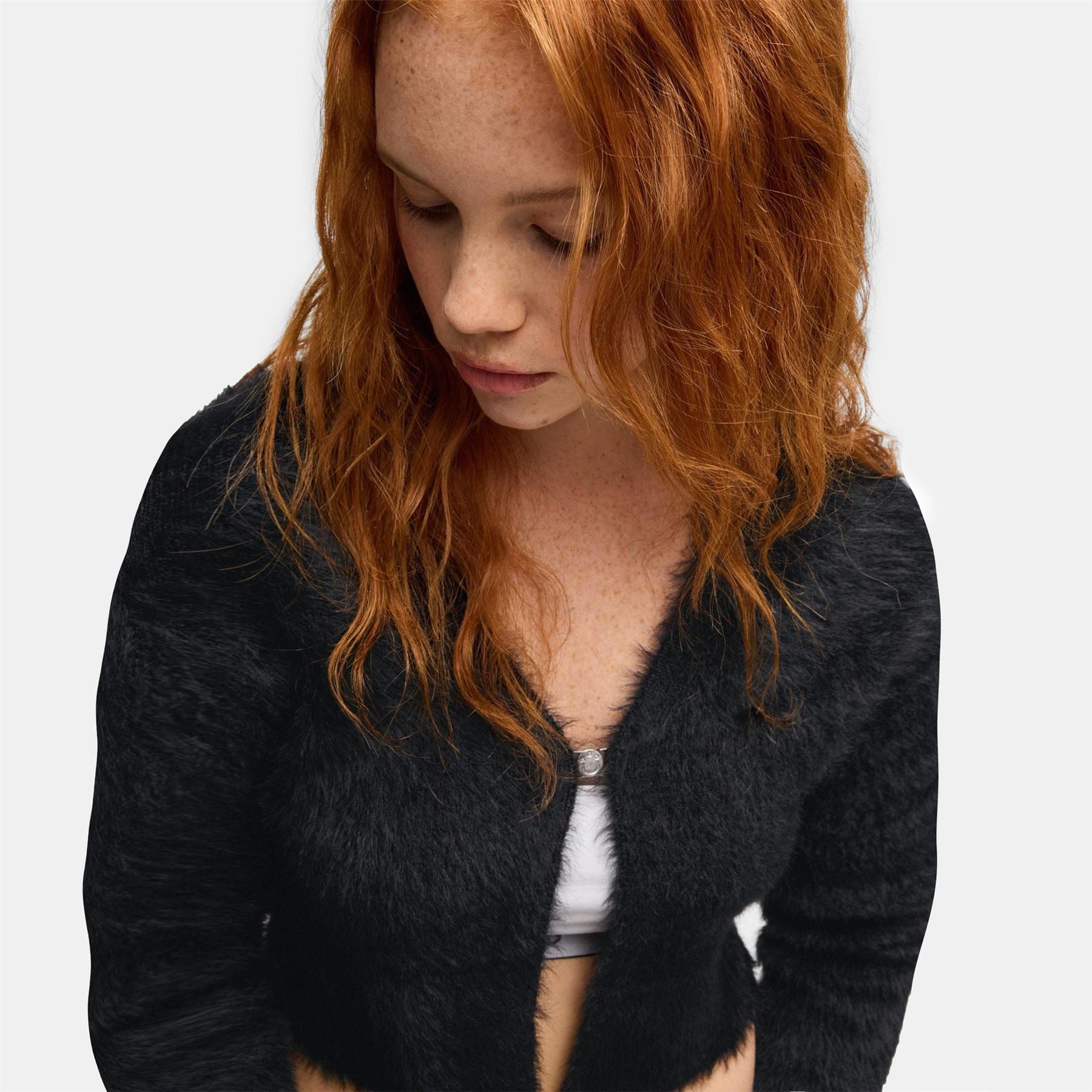 Hugo Cropped V-Neck Relaxed Fit Sweater