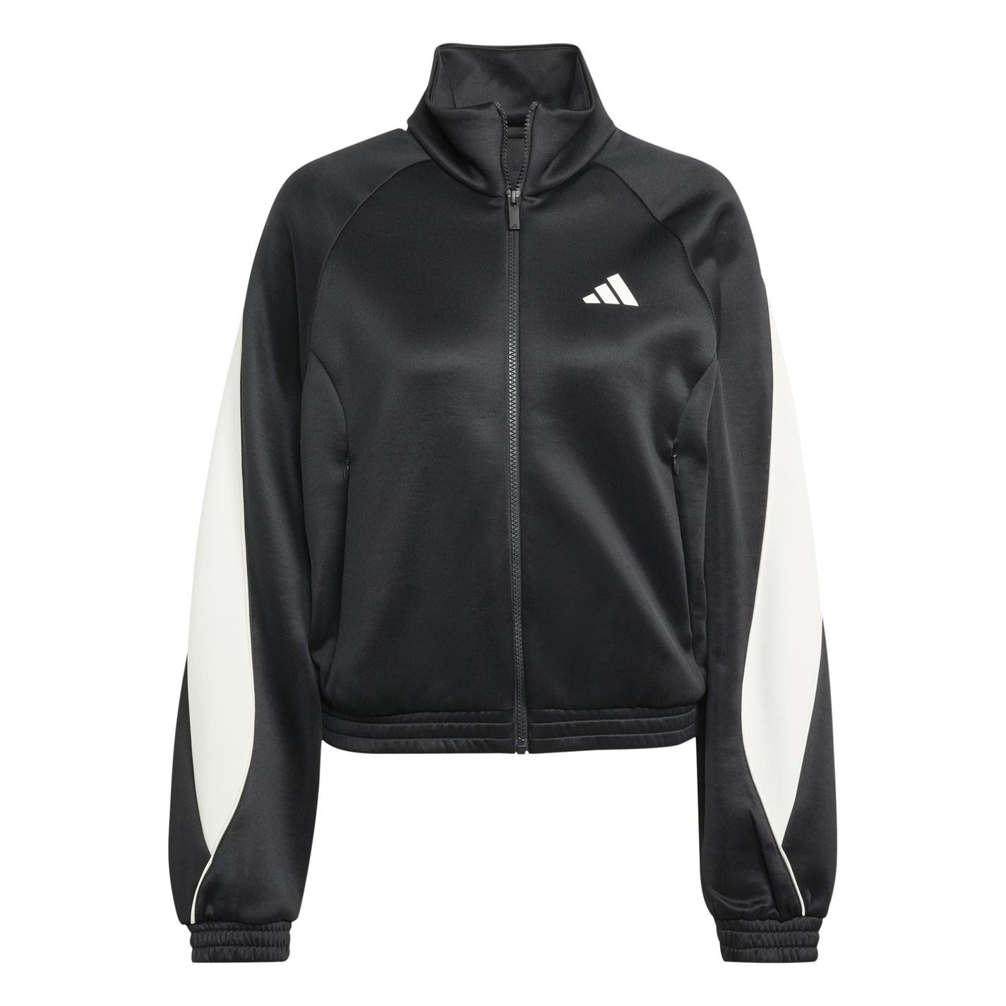 adidas Solid Patterned Zip Neck Track Jacket