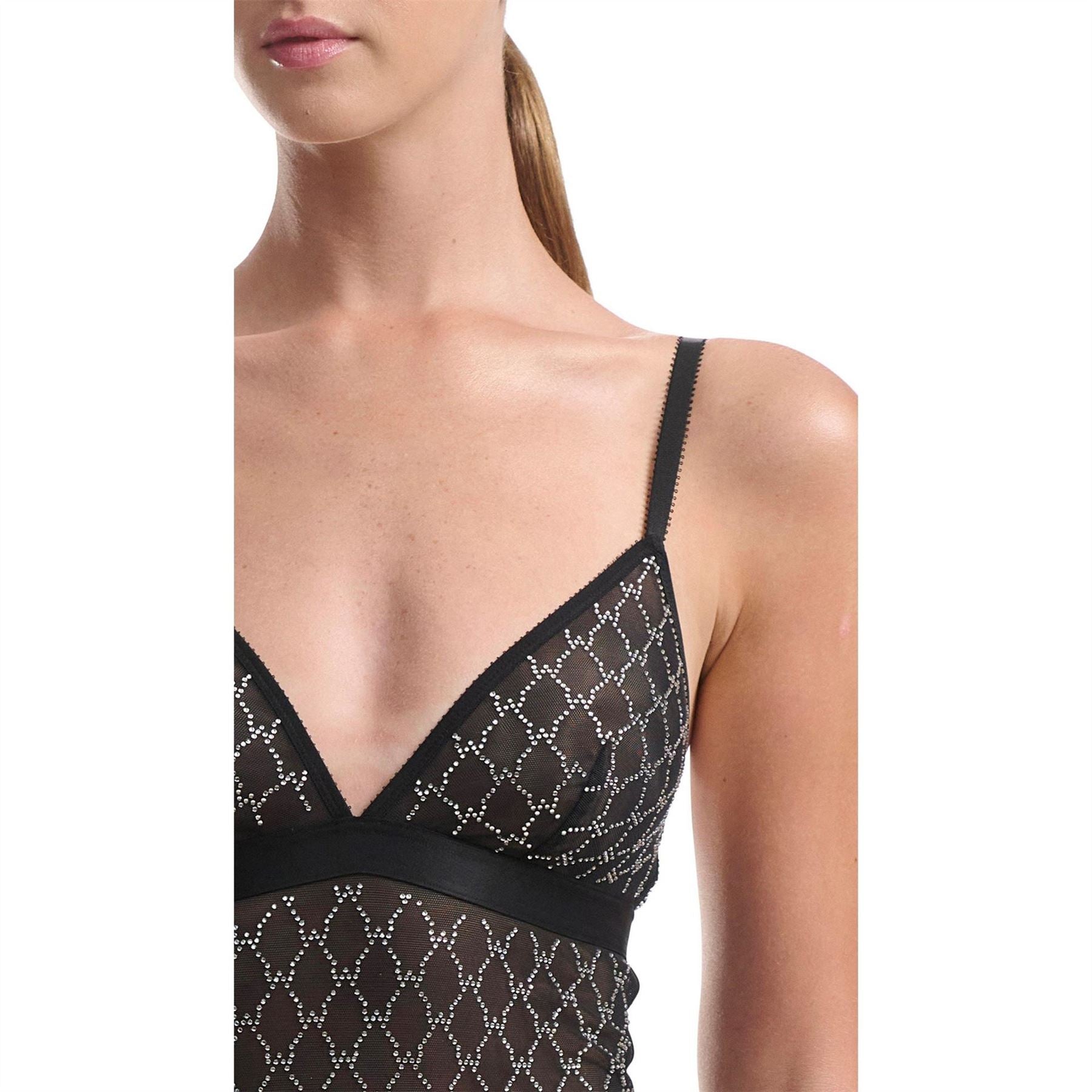 Wolford Sheer Logo Sparkle Bodysuit