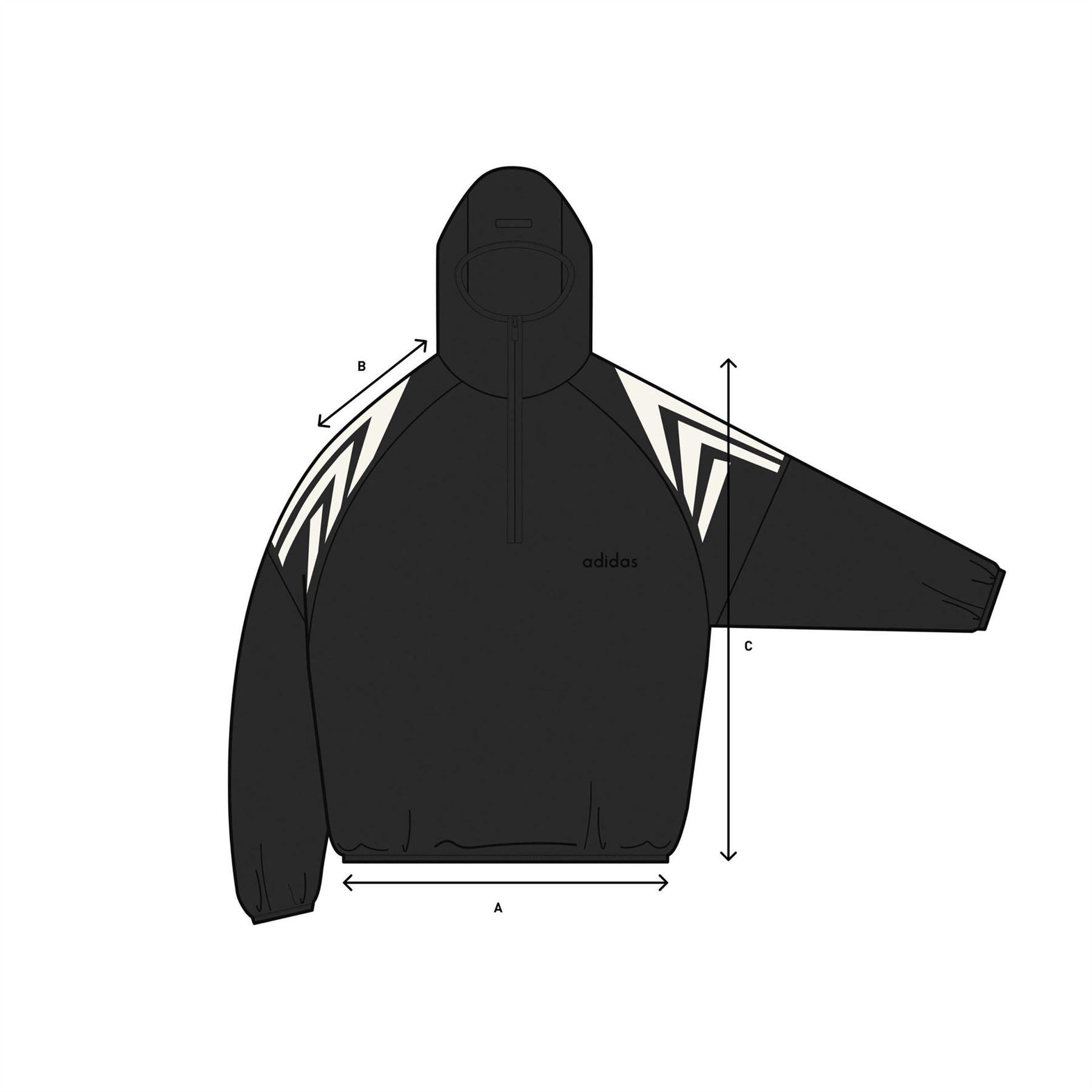adidas Geometric Patterned Hooded Anorak Jacket with Side Stripes
