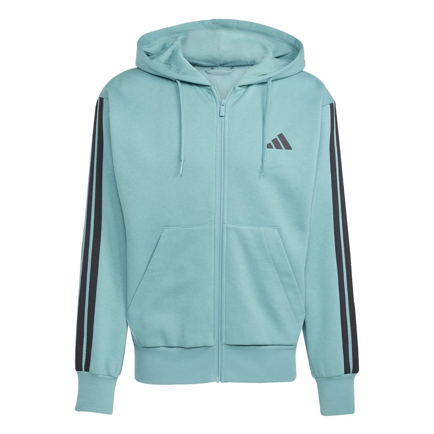 adidas Mens Essentials Fleece 3 Stripes Full Zip Hoodie