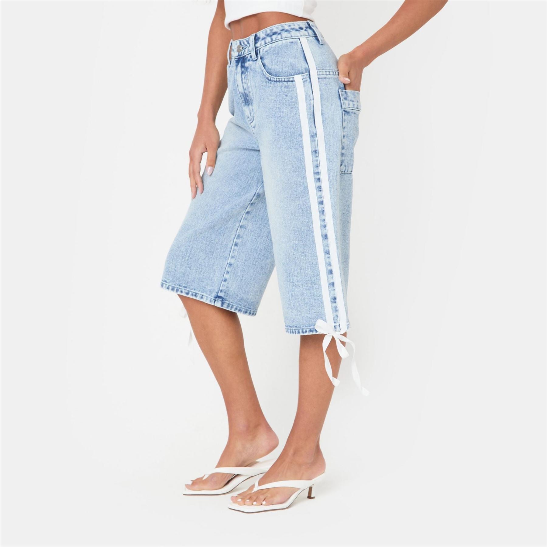 I Saw It First Fit Knee Length Denim Jorts