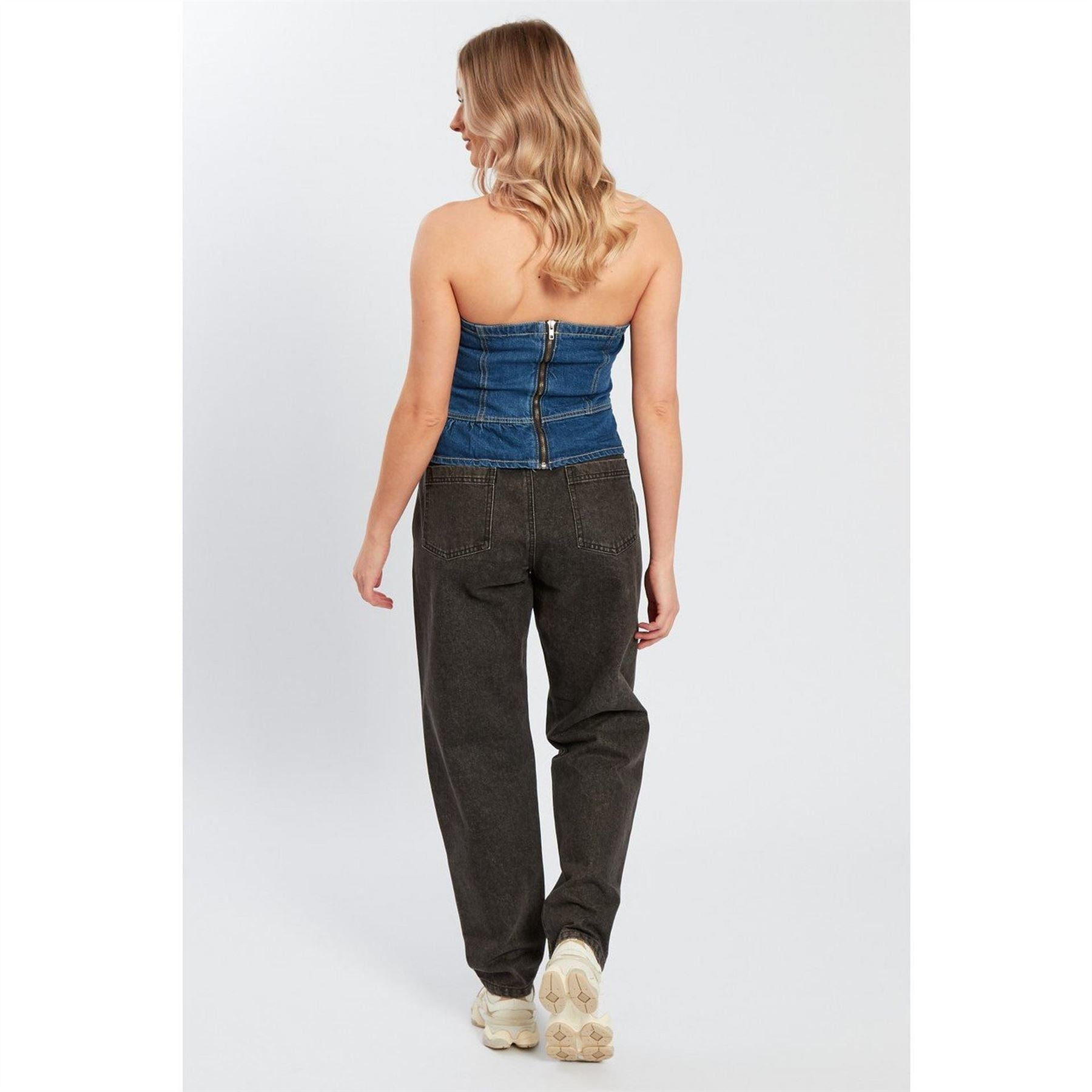 Influence Denim Peplum Corset Top