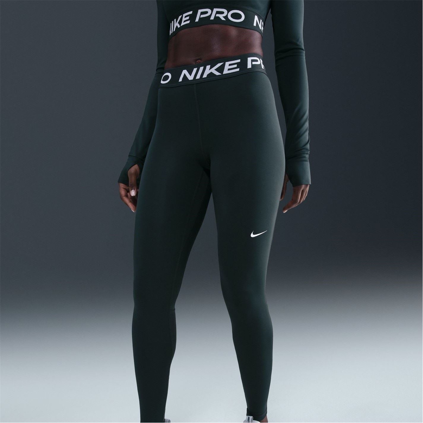 Nike Womens Pro Mid Rise Mesh Panelled Leggings