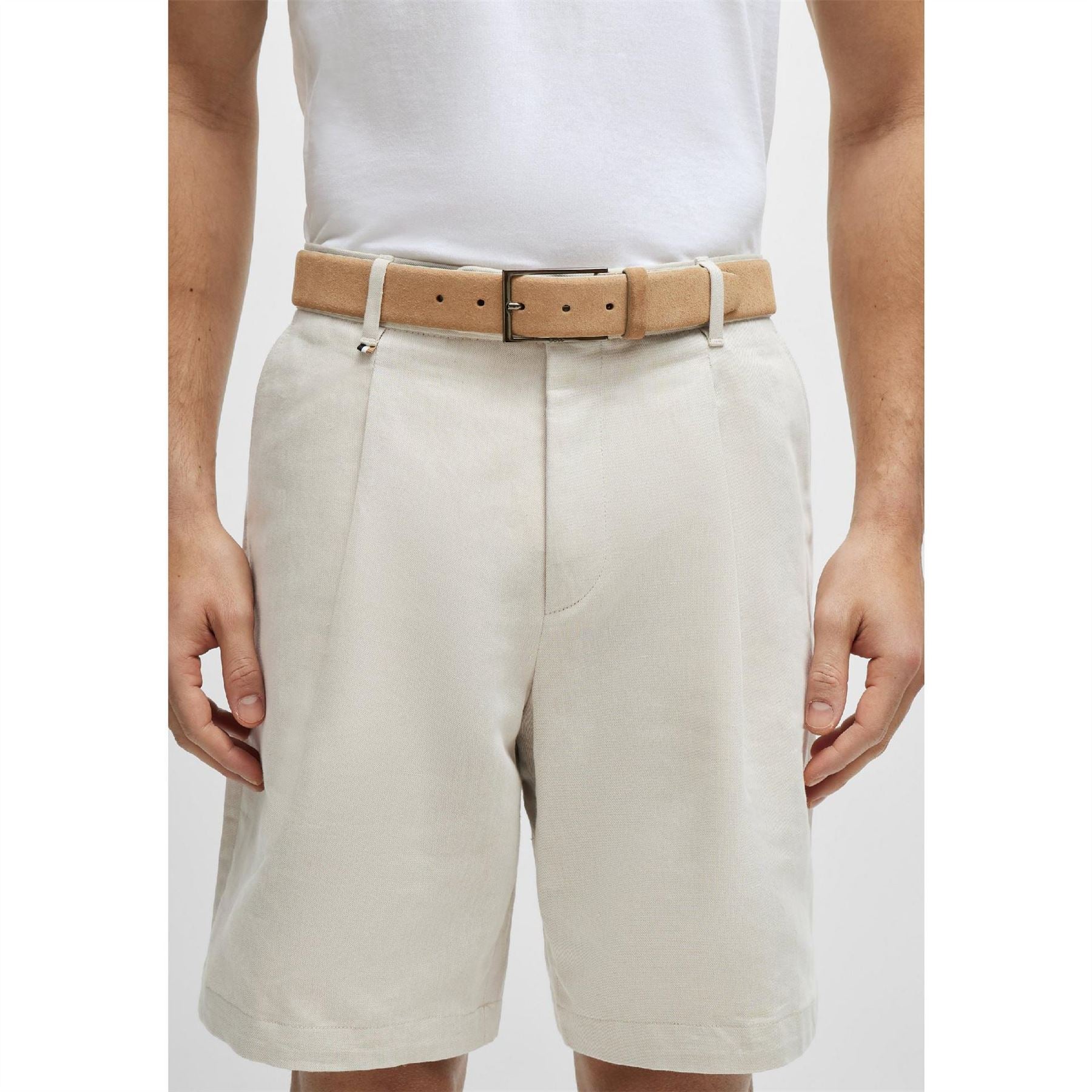 Boss Leather Pin Buckle Belt with Metal Logo