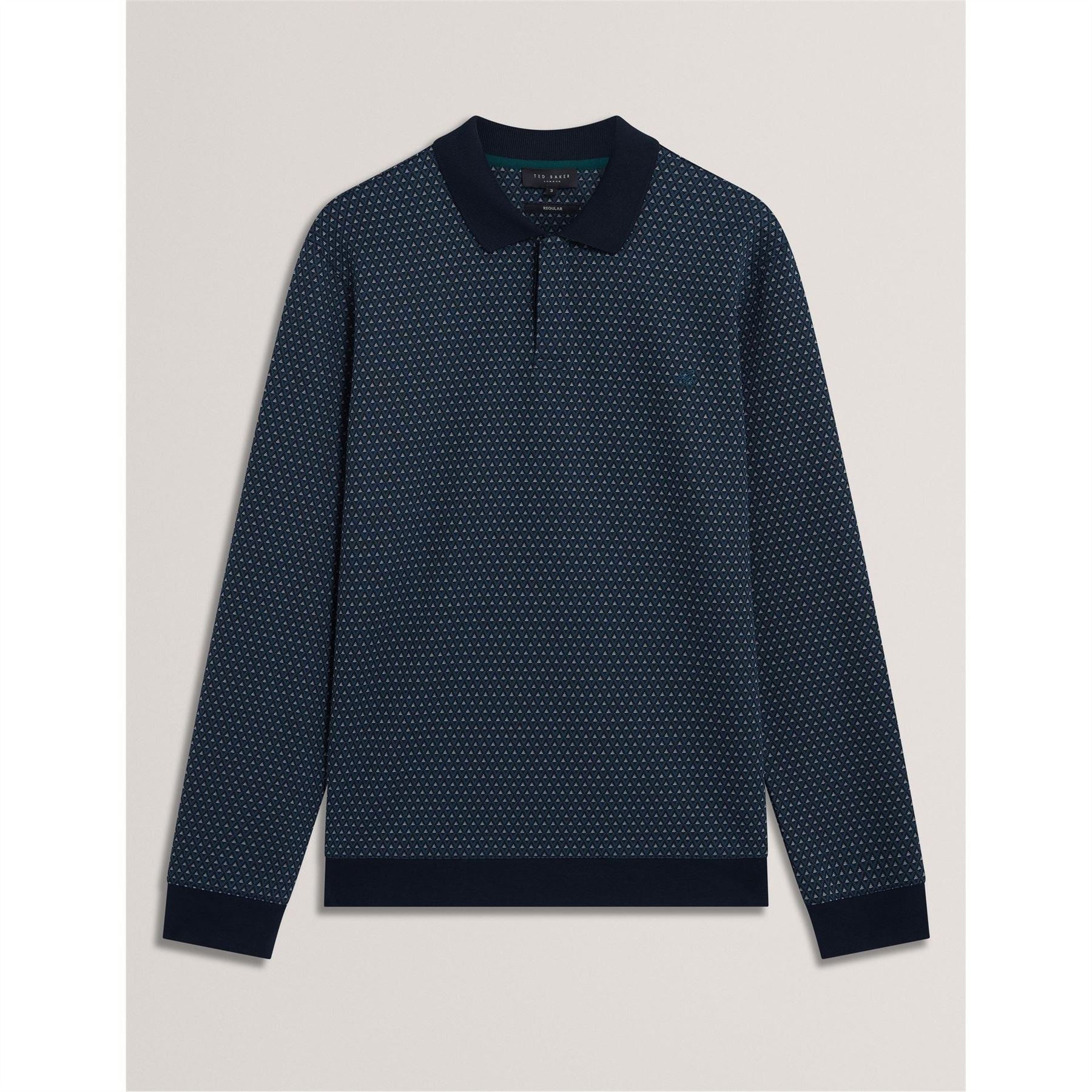 Ted Baker Jacquard Long Sleeve Collared Polo Shirt
