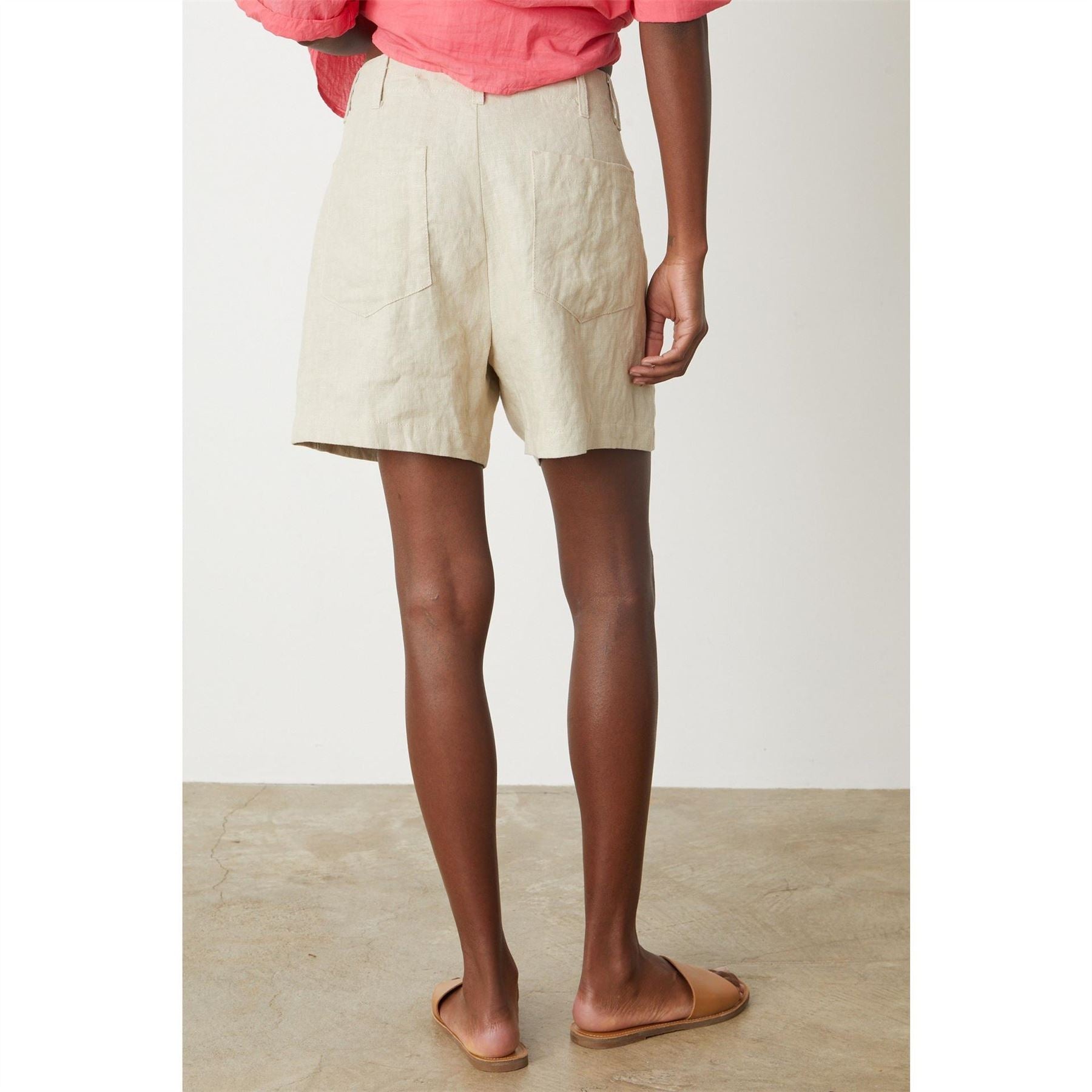 Velvet by Graham and Spencer Solid Patterned Linen Bermuda Shorts