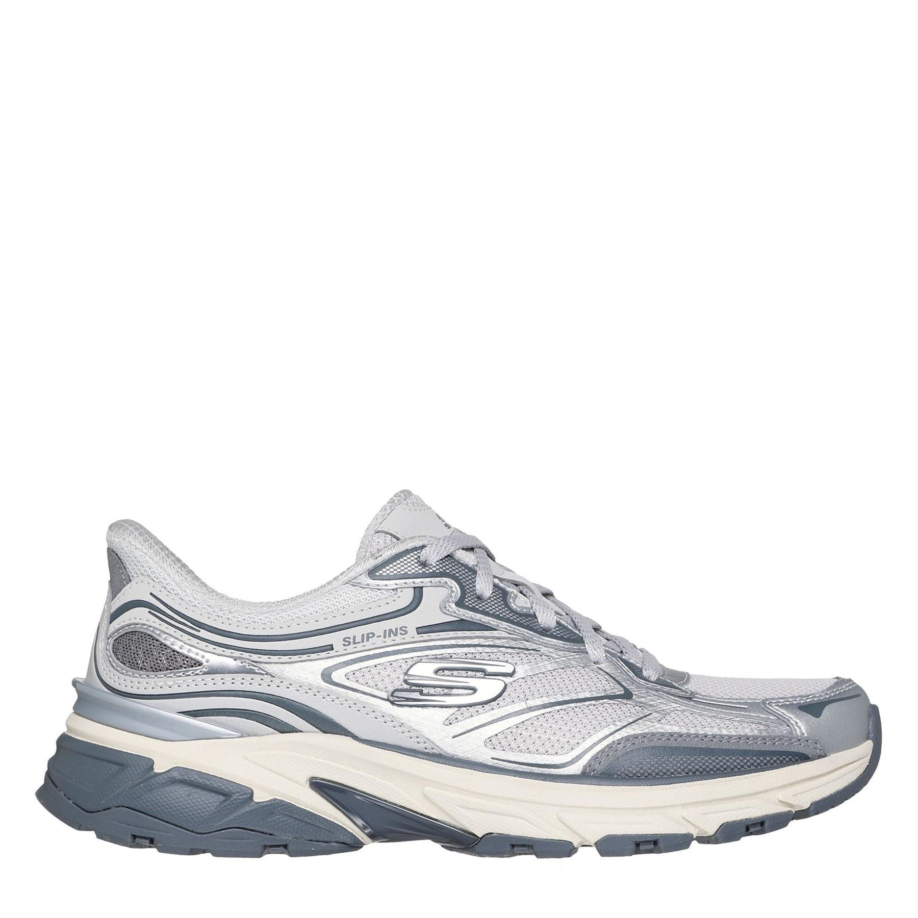 Skechers Womens Overlay Mesh Lace Up Slip  Runners
