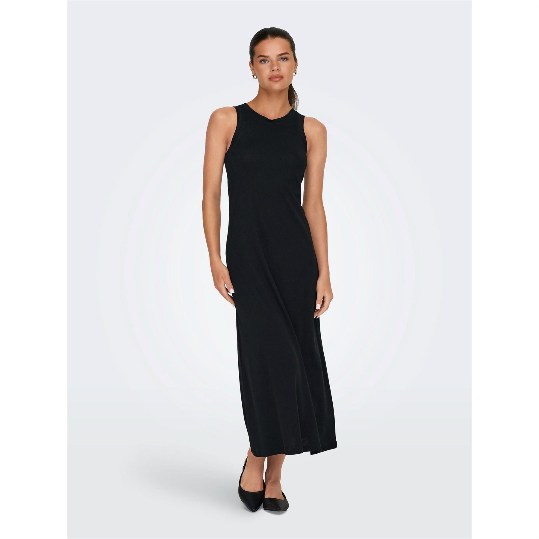 Only May Logo Print Crew Neck Maxi A-Line Dress