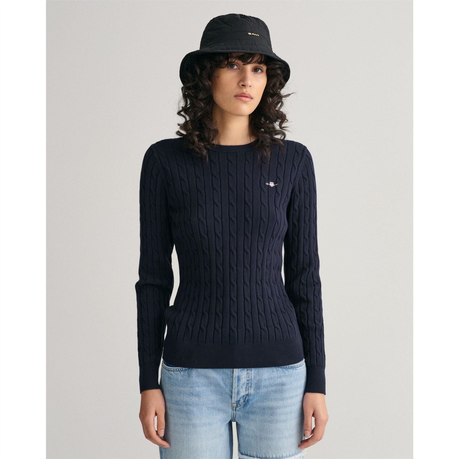 Gant Cotton Cable Knit Crew Neck Sweater