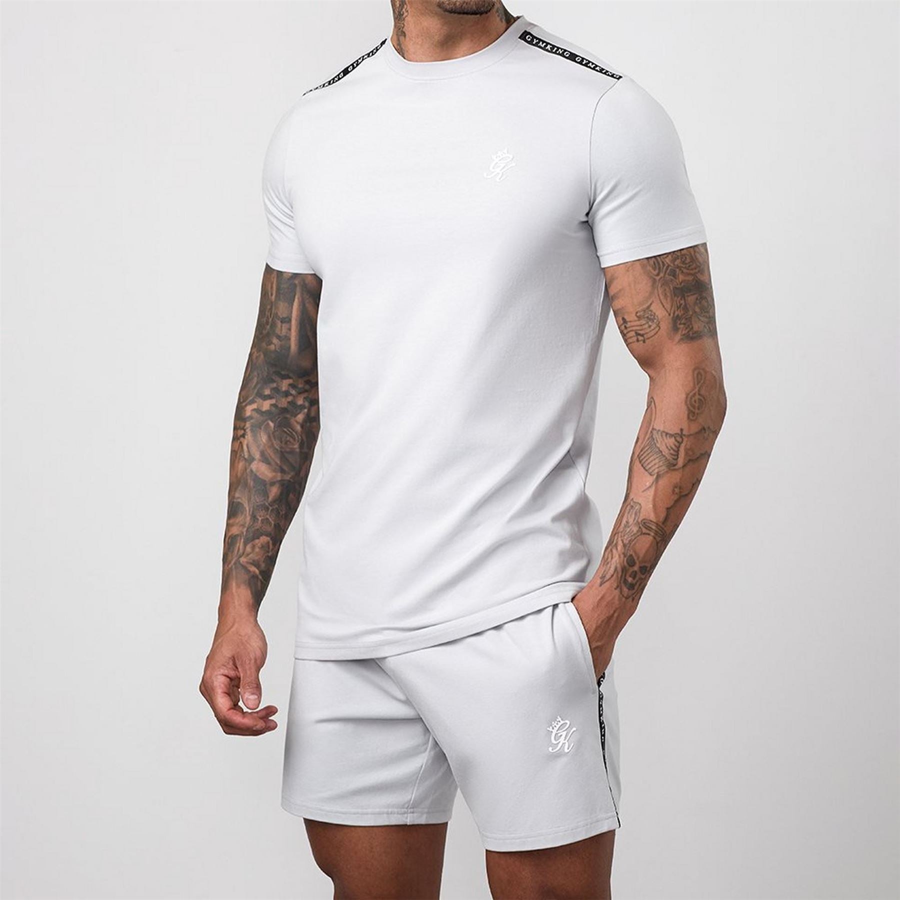 Gym King King Taped Jersey Tee   Light Grey