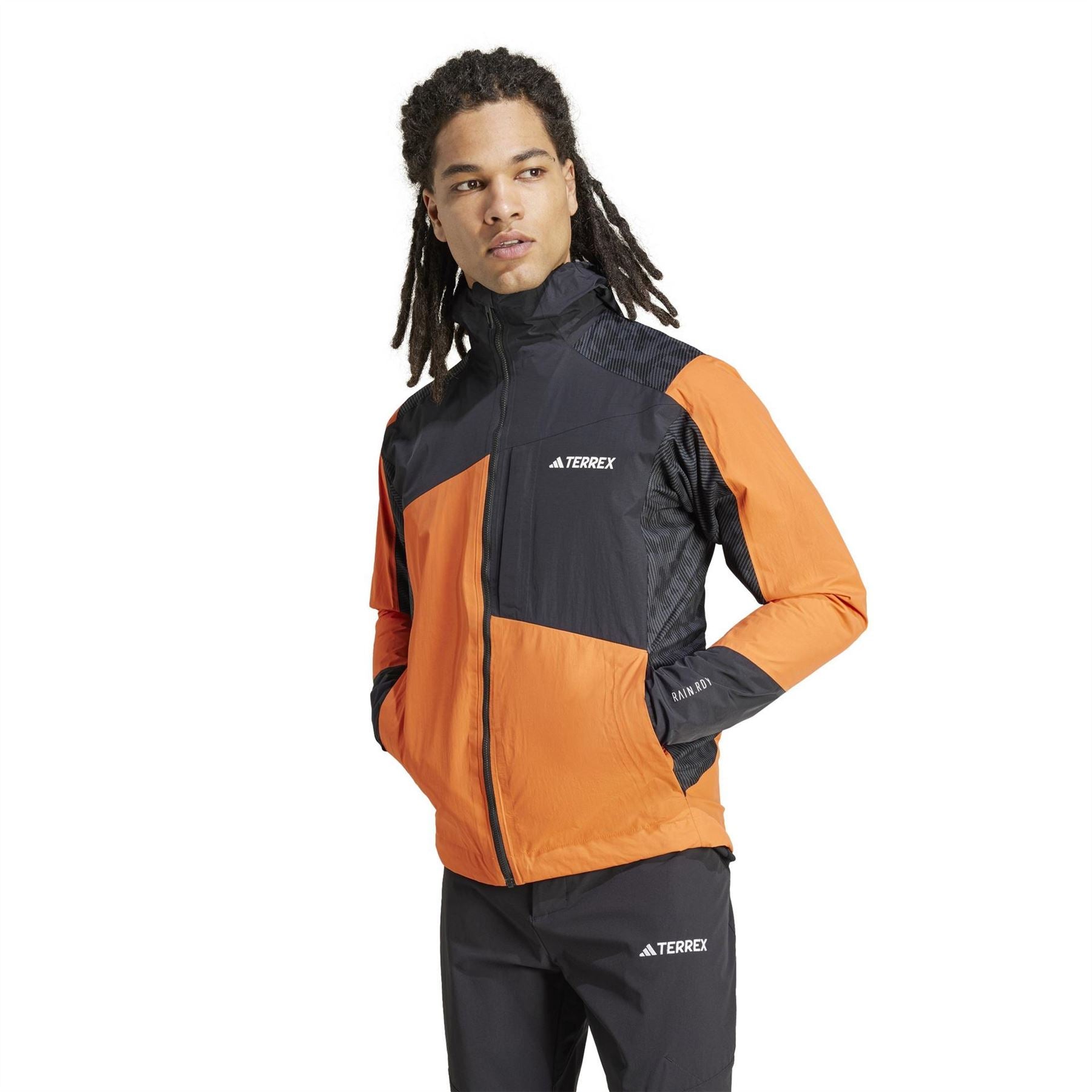 adidas XPR Hybrid Hooded Full Zipper Color Block Rain Jacket