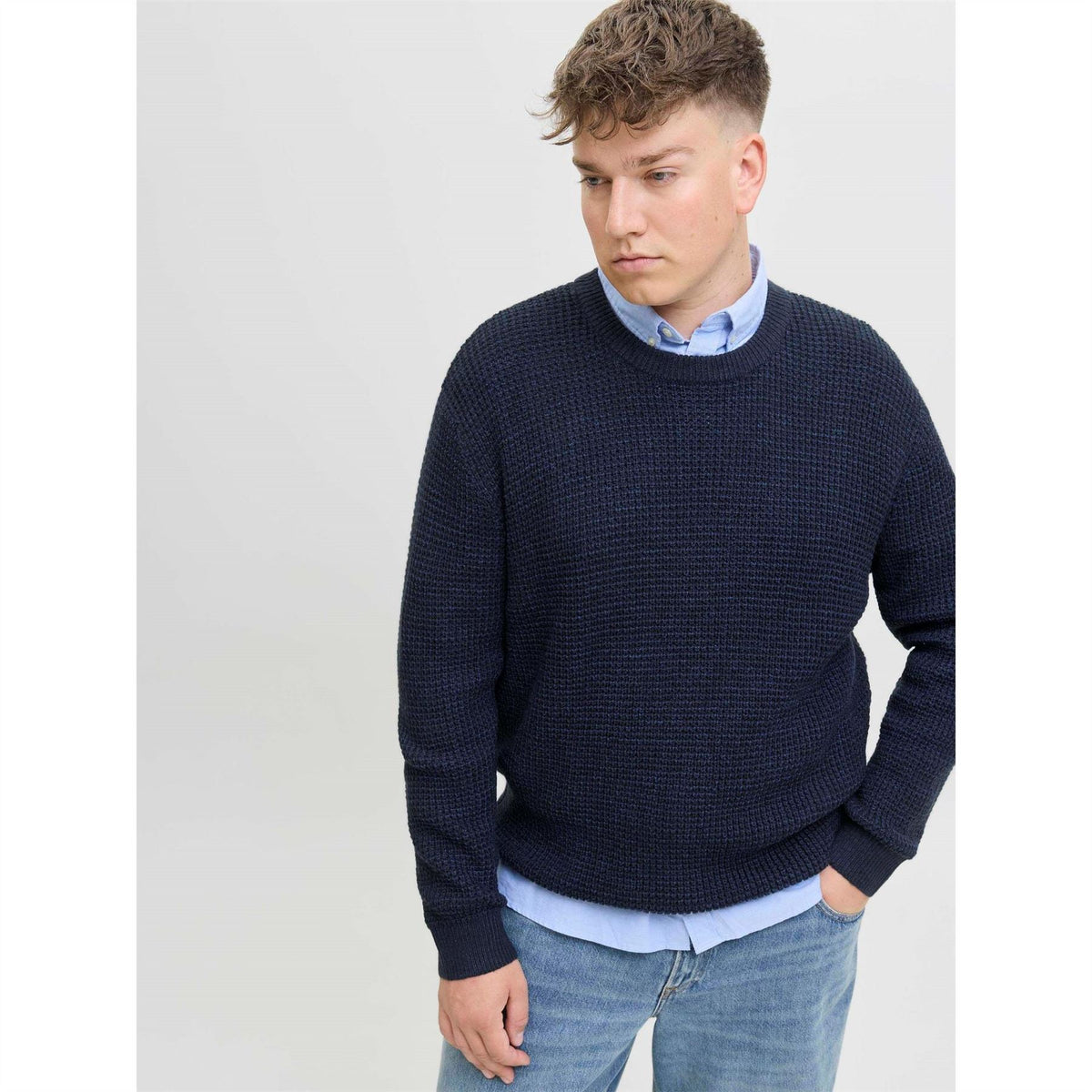 Jack and Jones Crew Neck Ribbed Collar Long Sleeve Sweater
