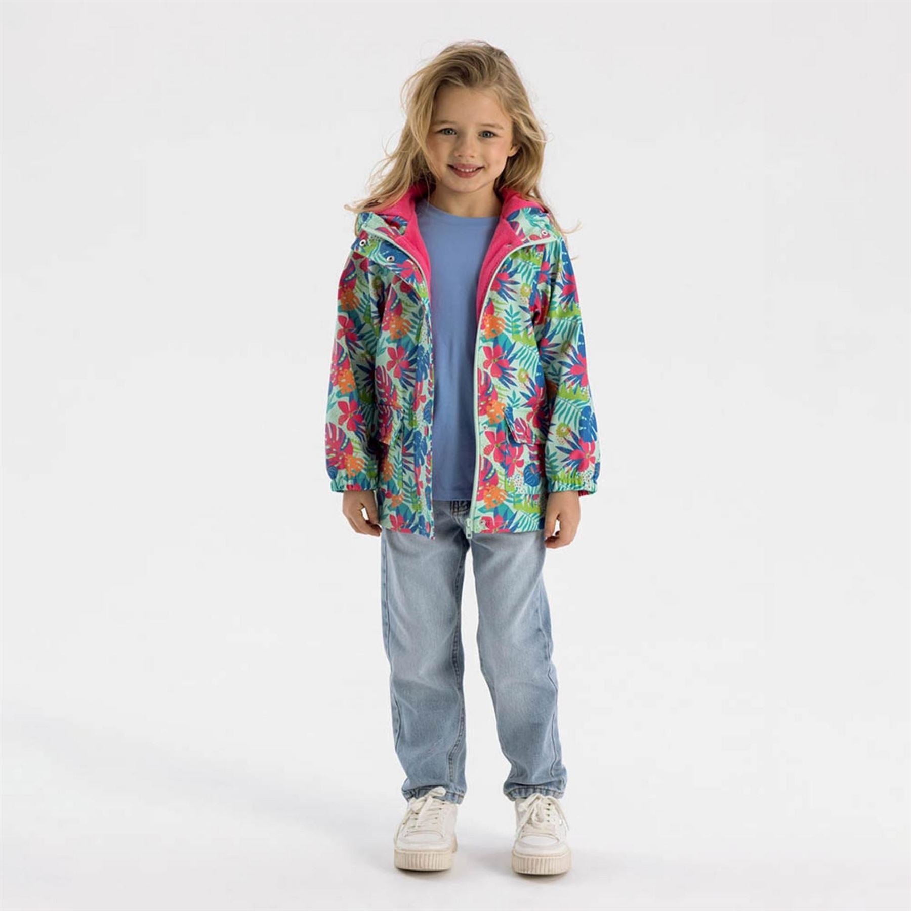 Minoti Girls Rain Jacket Printed Mint