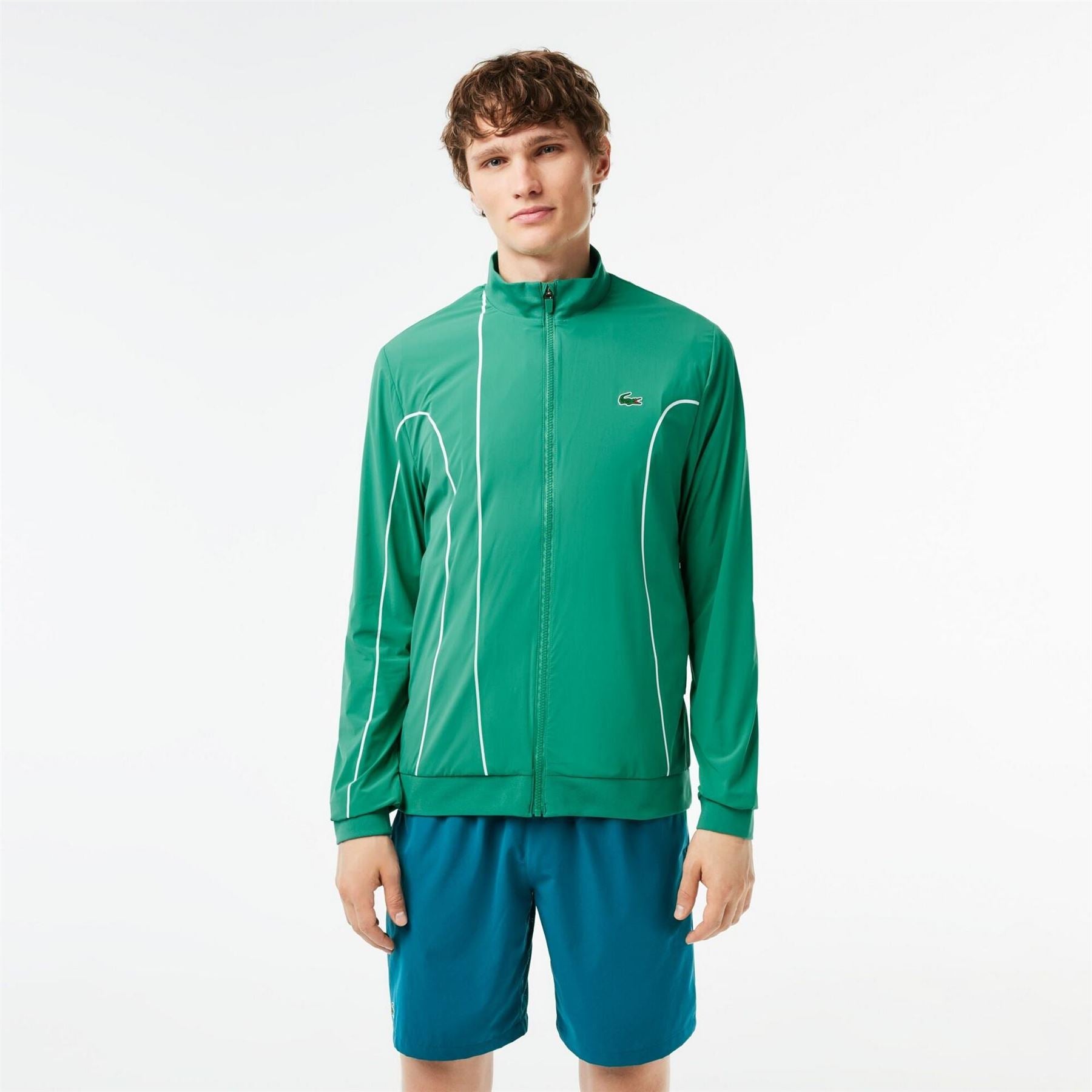 Lacoste Regular Fit Zip Neck Long Sleeve Athletic Top