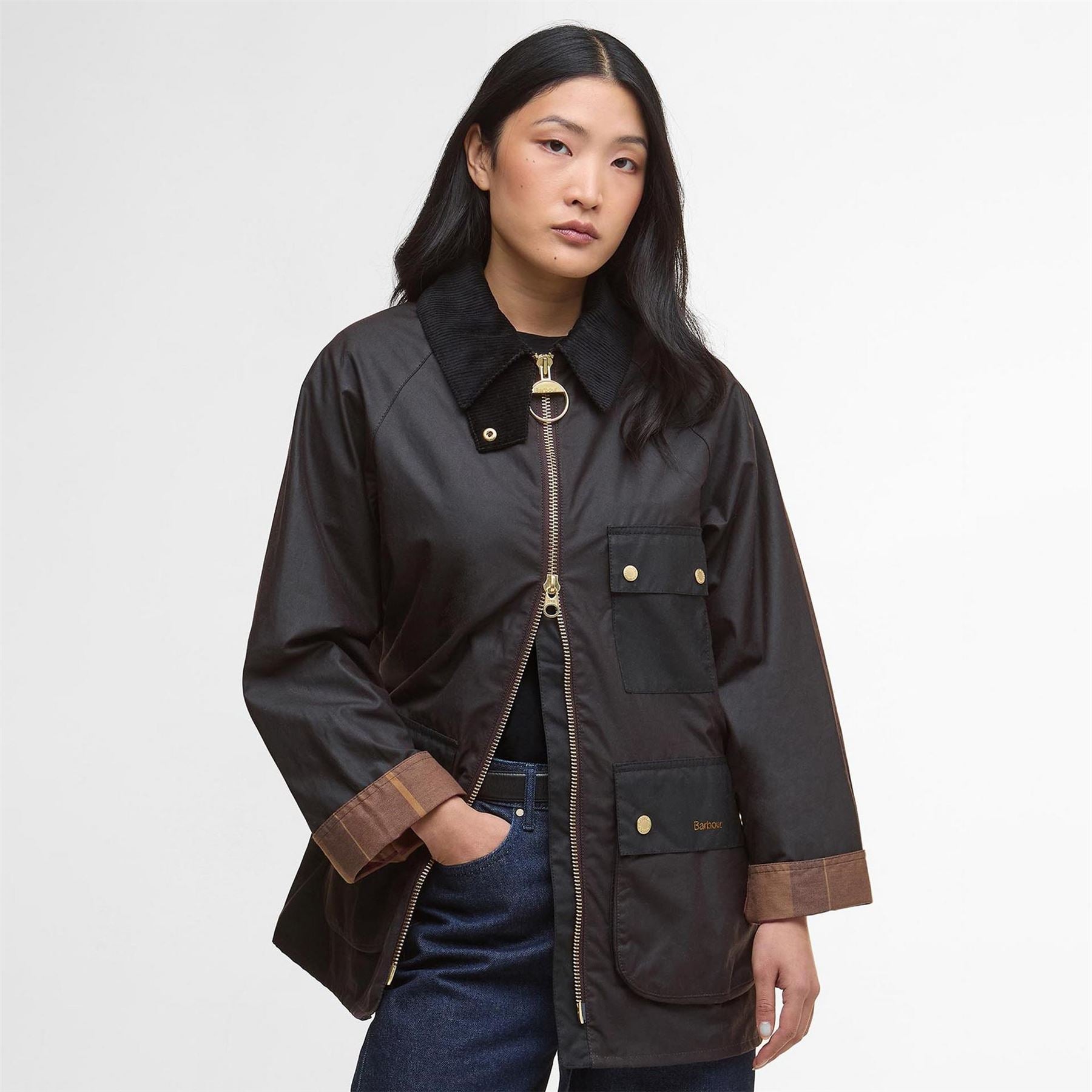 Barbour Luella Hooded Long Sleeve Zip Wax Jacket
