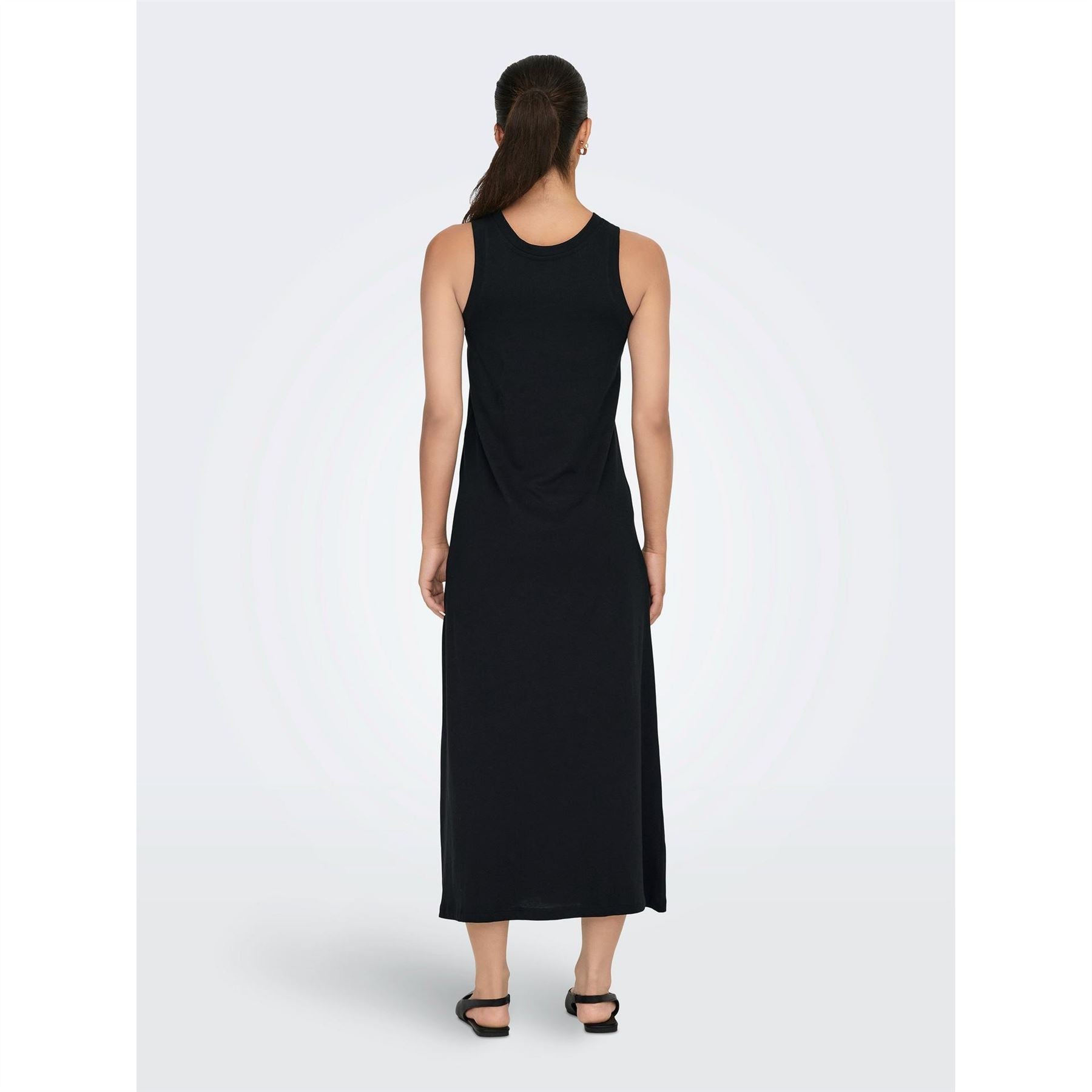 Only May Logo Print Crew Neck Maxi A-Line Dress