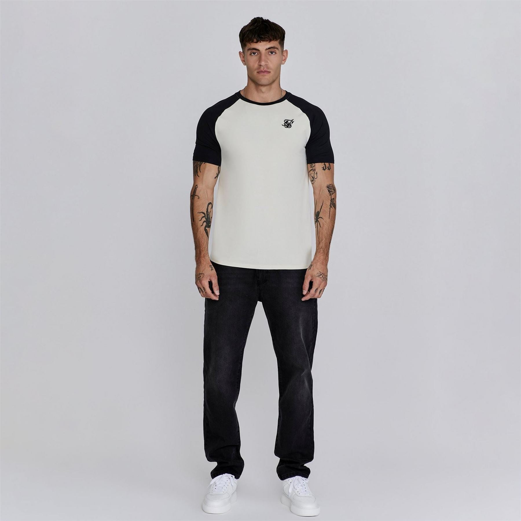 SikSilk Raglan Regular Fit Crew Neck T-Shirt