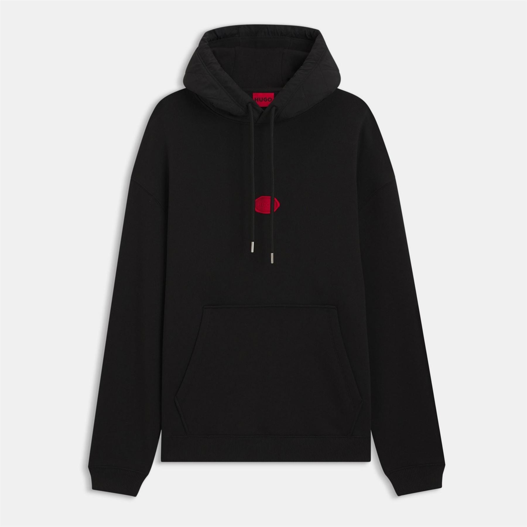 Hugo Hooded Neck Oversize Fit Sweatshirt with Rubber Badge