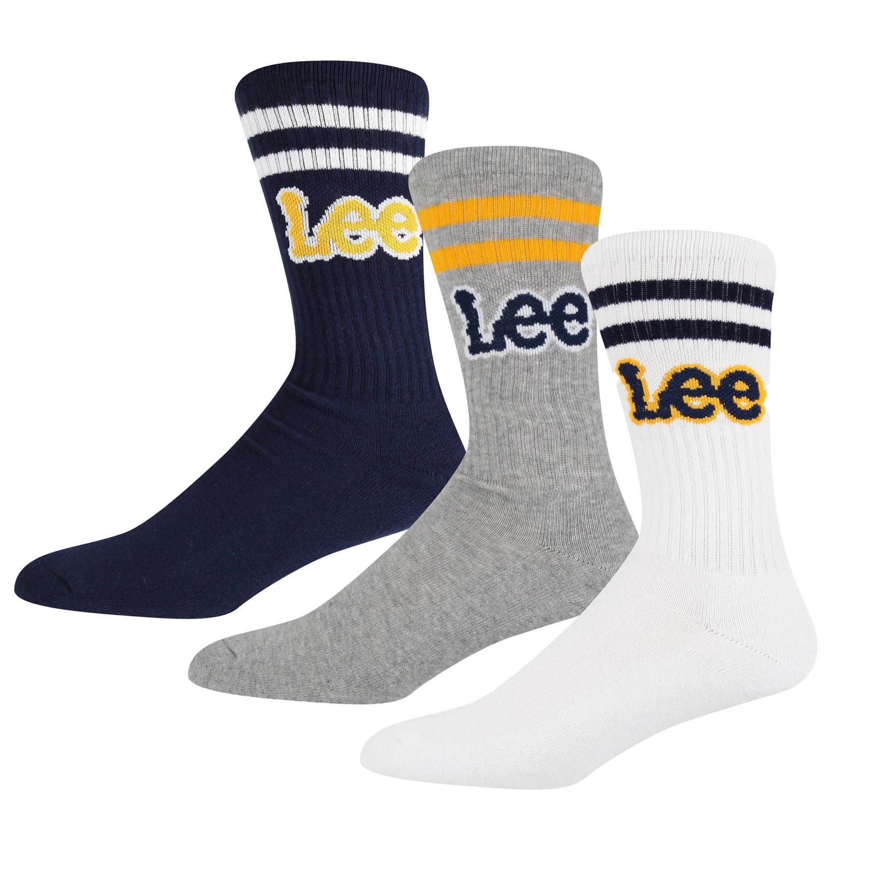 Lee 3 Pack Erskin Lettering Crew Socks