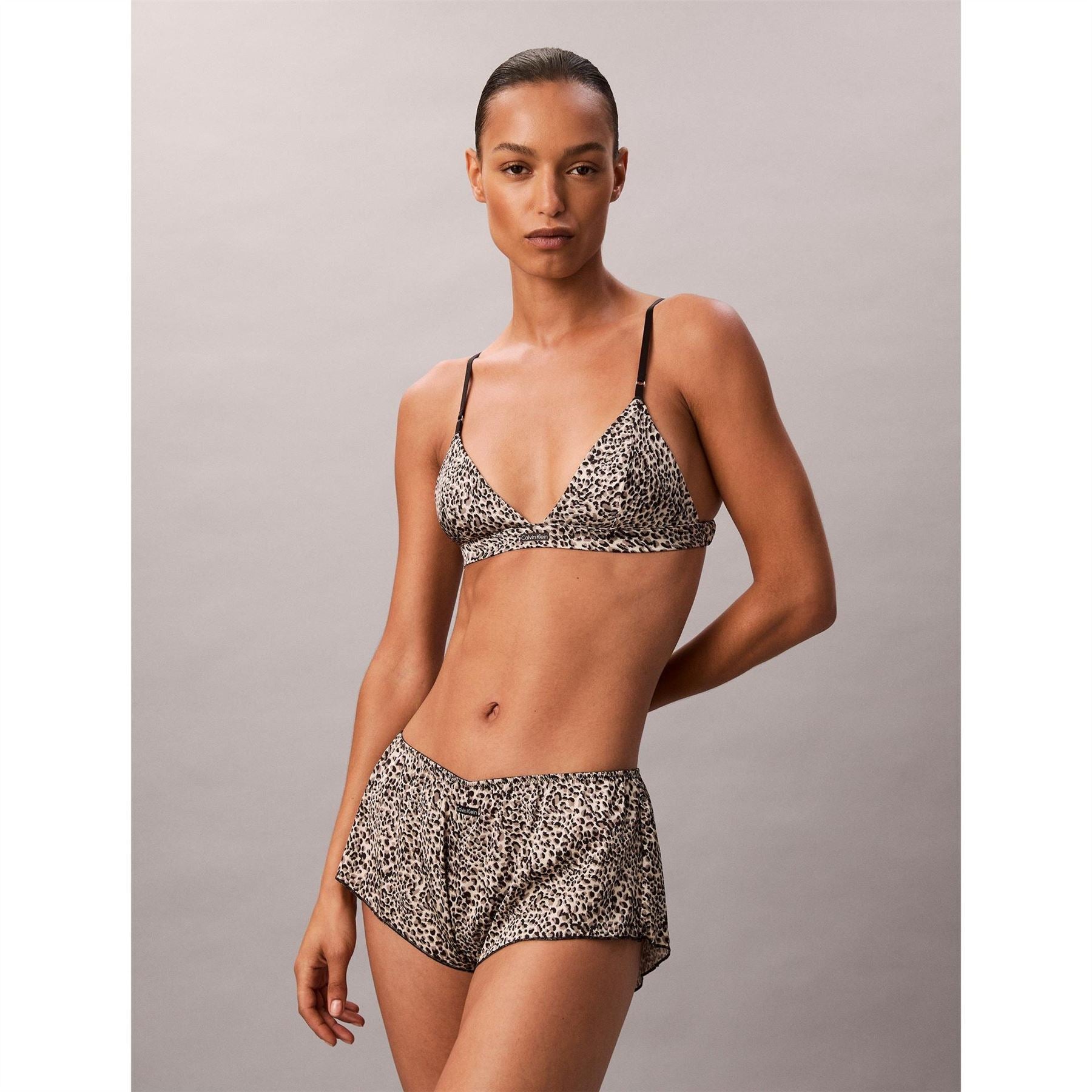 Calvin Klein Leopard Curved Hem Shorts