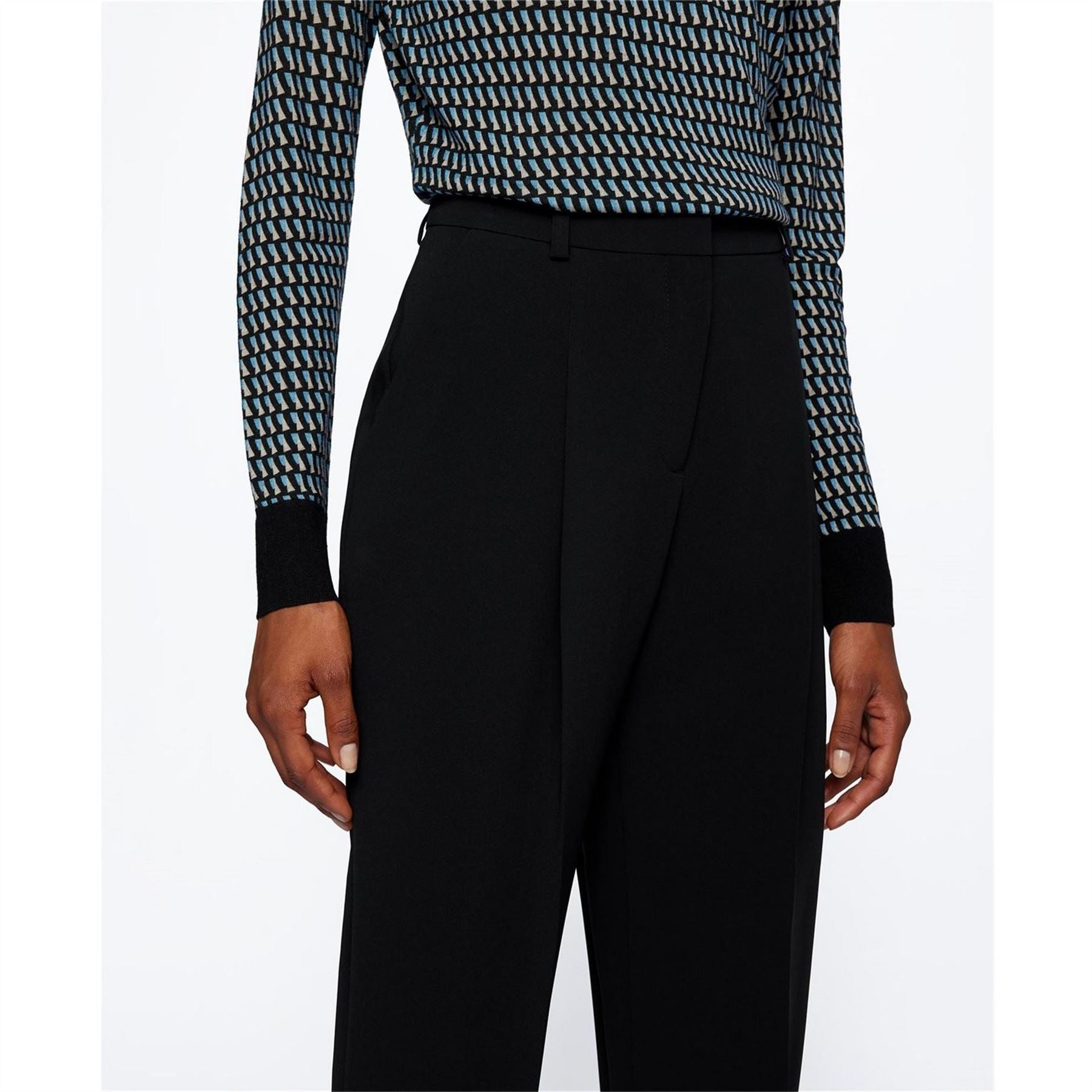 Boss Tapana Solid Patterned Straight Trousers